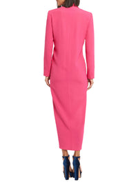 Fitted long-sleeved dress - Fuchsia