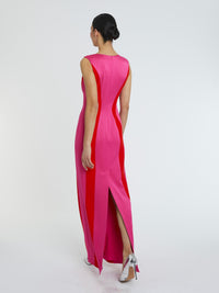 ROSE SHOCKING ROBE LONGUE
