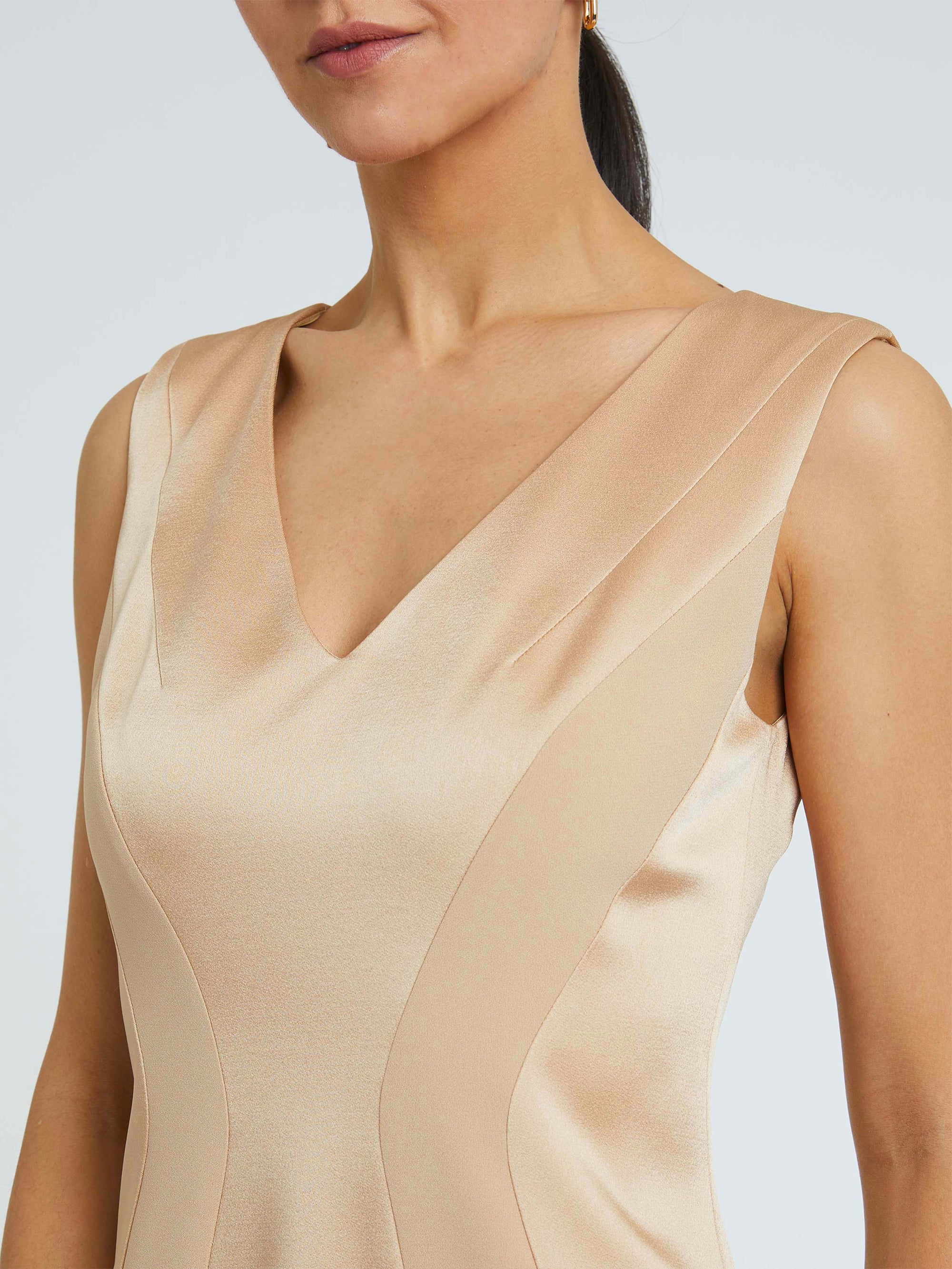 Robe fluide sans manches - Beige