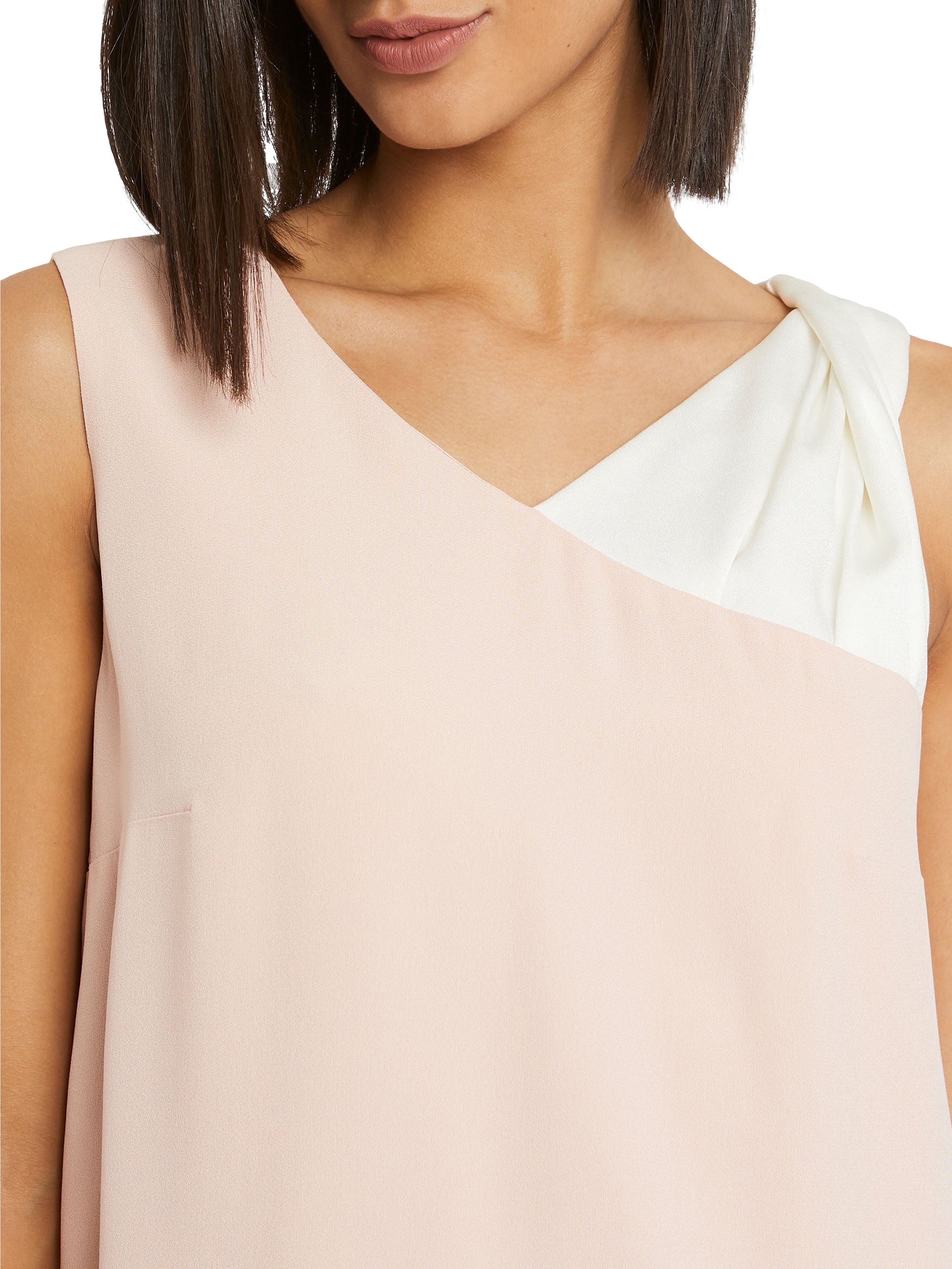 Robe à bretelle nouée - Beige & rose