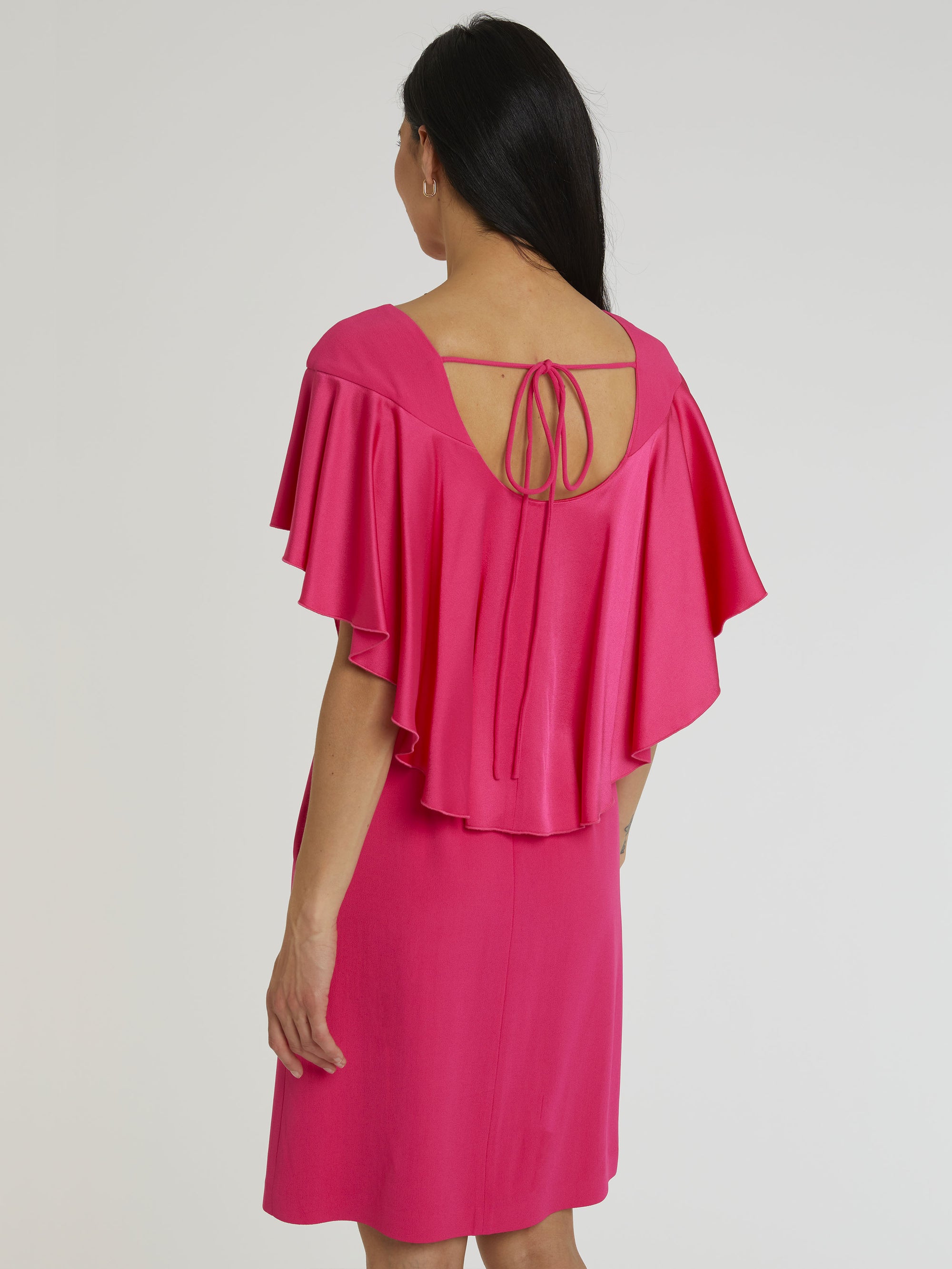 Short-sleeved boat-neck dress - Fuchsia