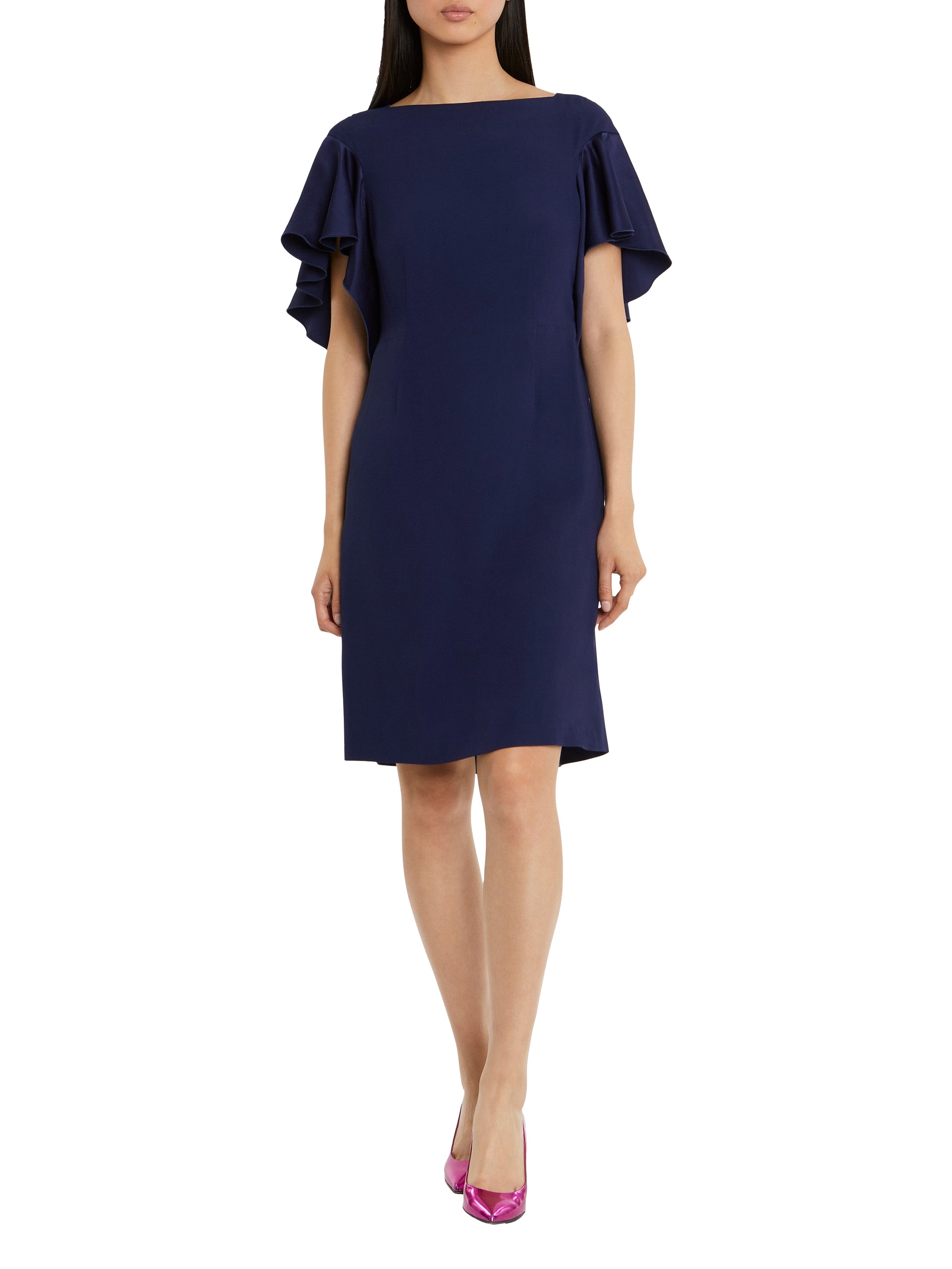 Robe col bateau à manches courtes - Indigo