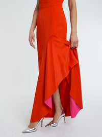 SANGUINE/ROSE SHOCKING ROBE LONGUE SM