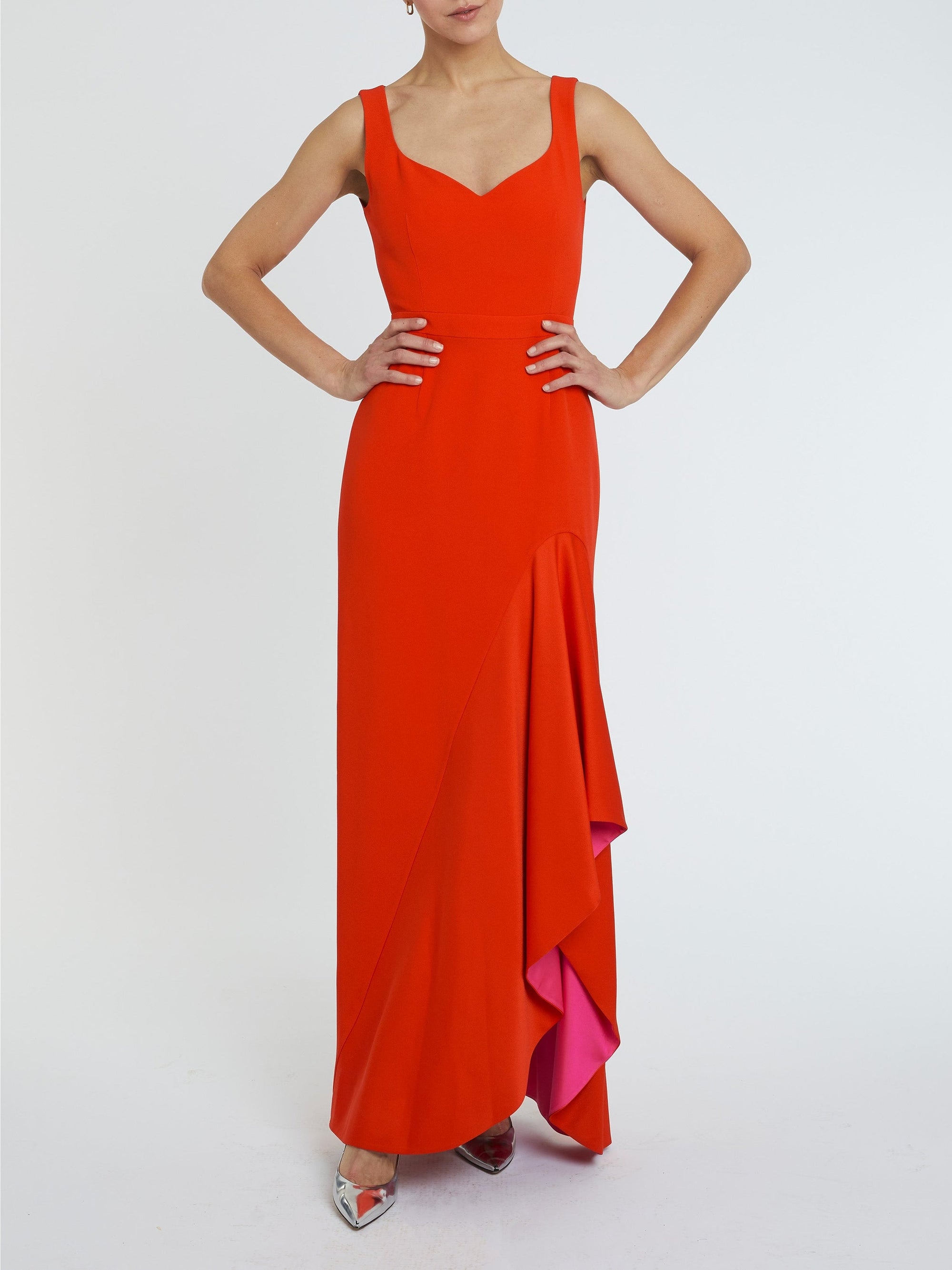SANGUINE/ROSE SHOCKING ROBE LONGUE SM