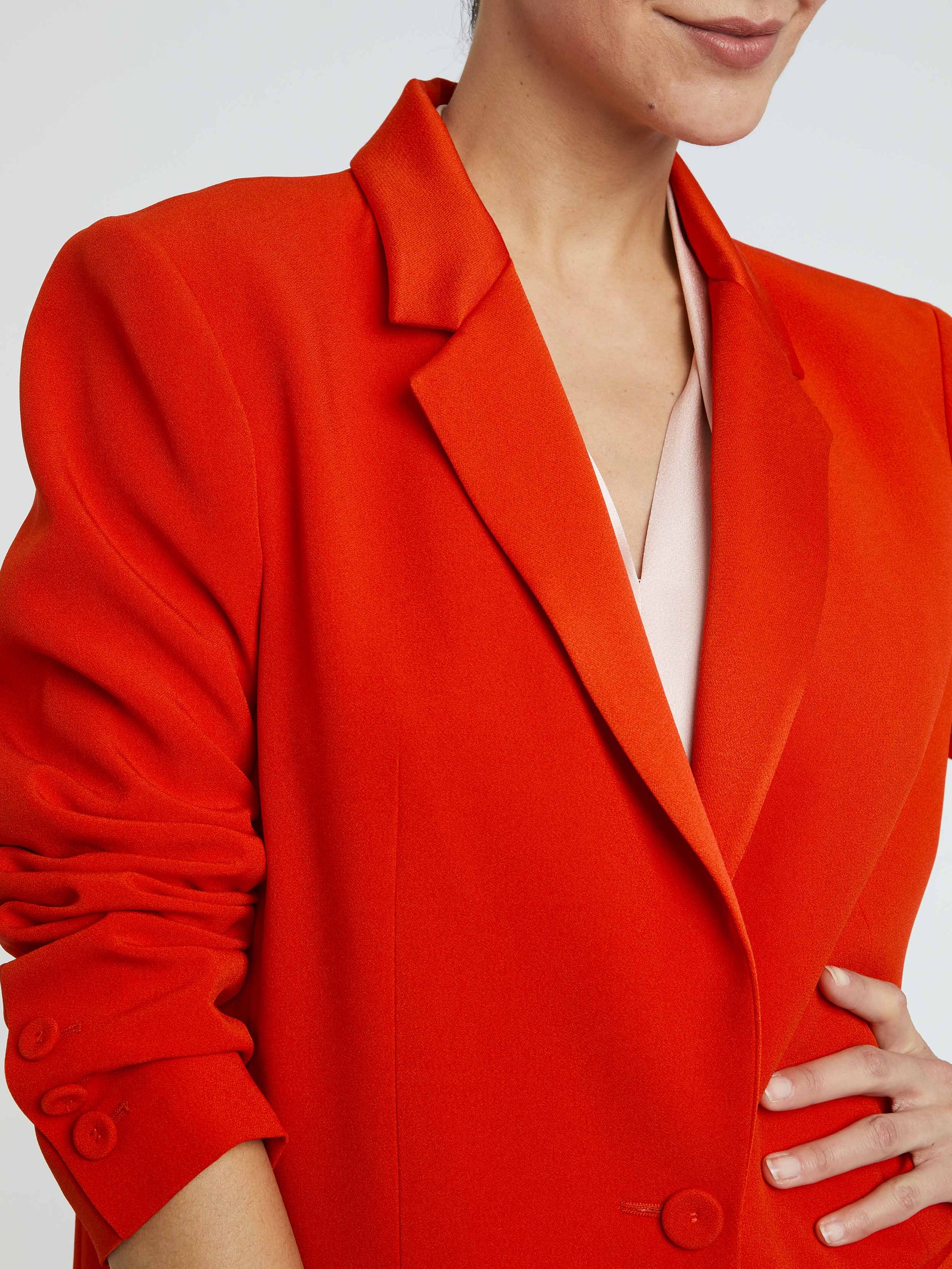 Veste blazer à col tailleur - Rouge orange