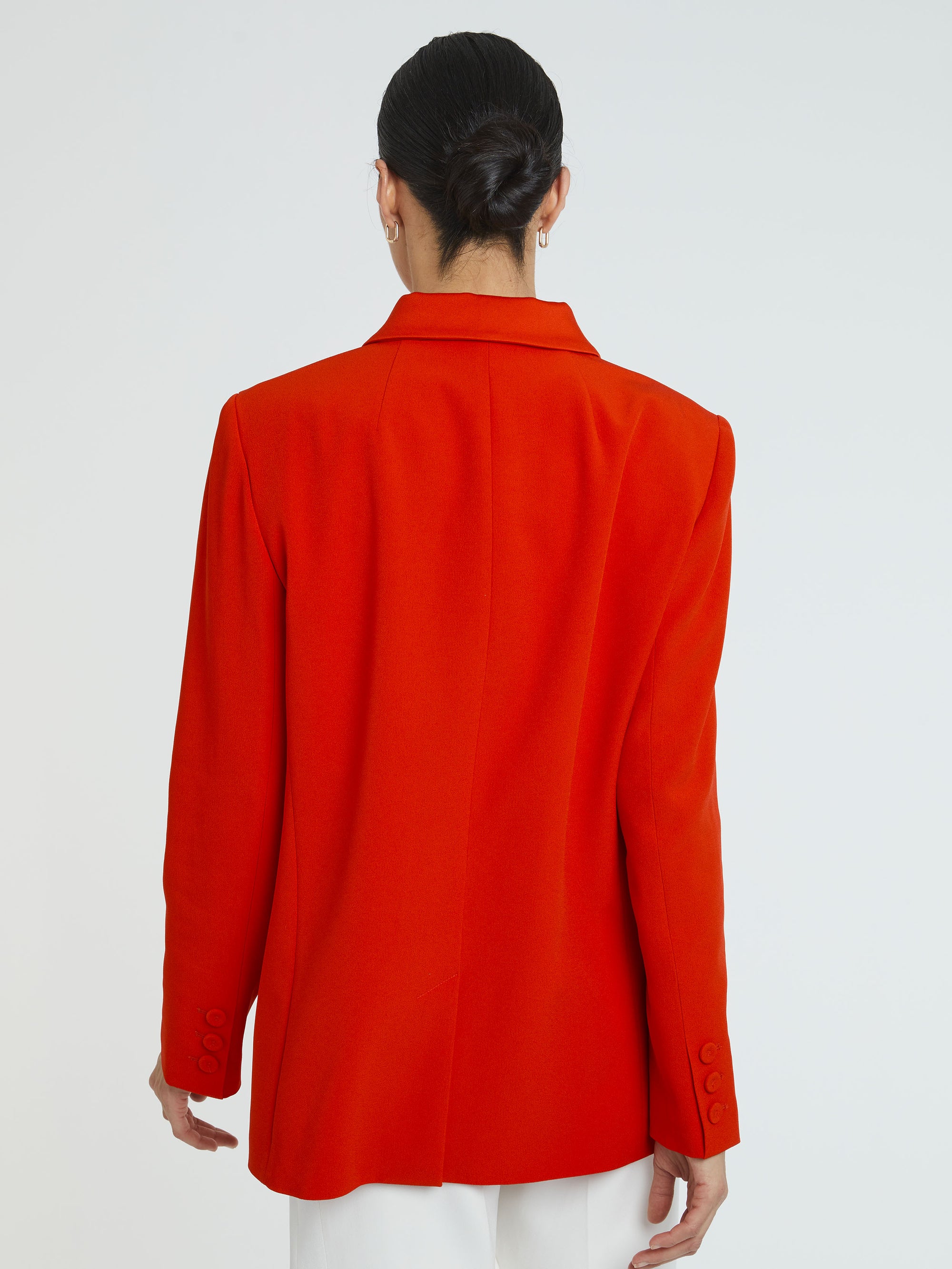 Veste blazer à col tailleur - Rouge orange