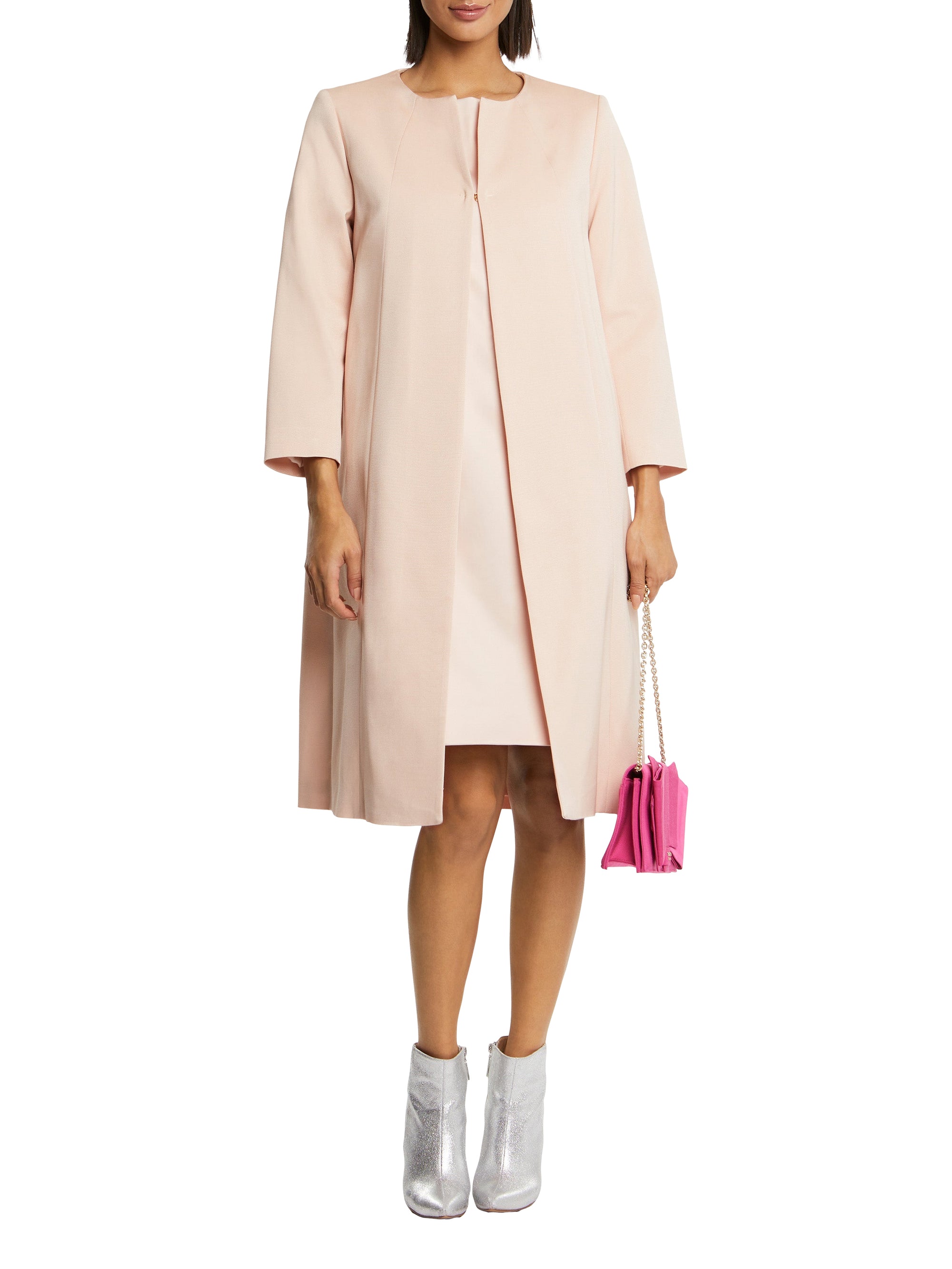 Manteau à col rond - Beige rose
