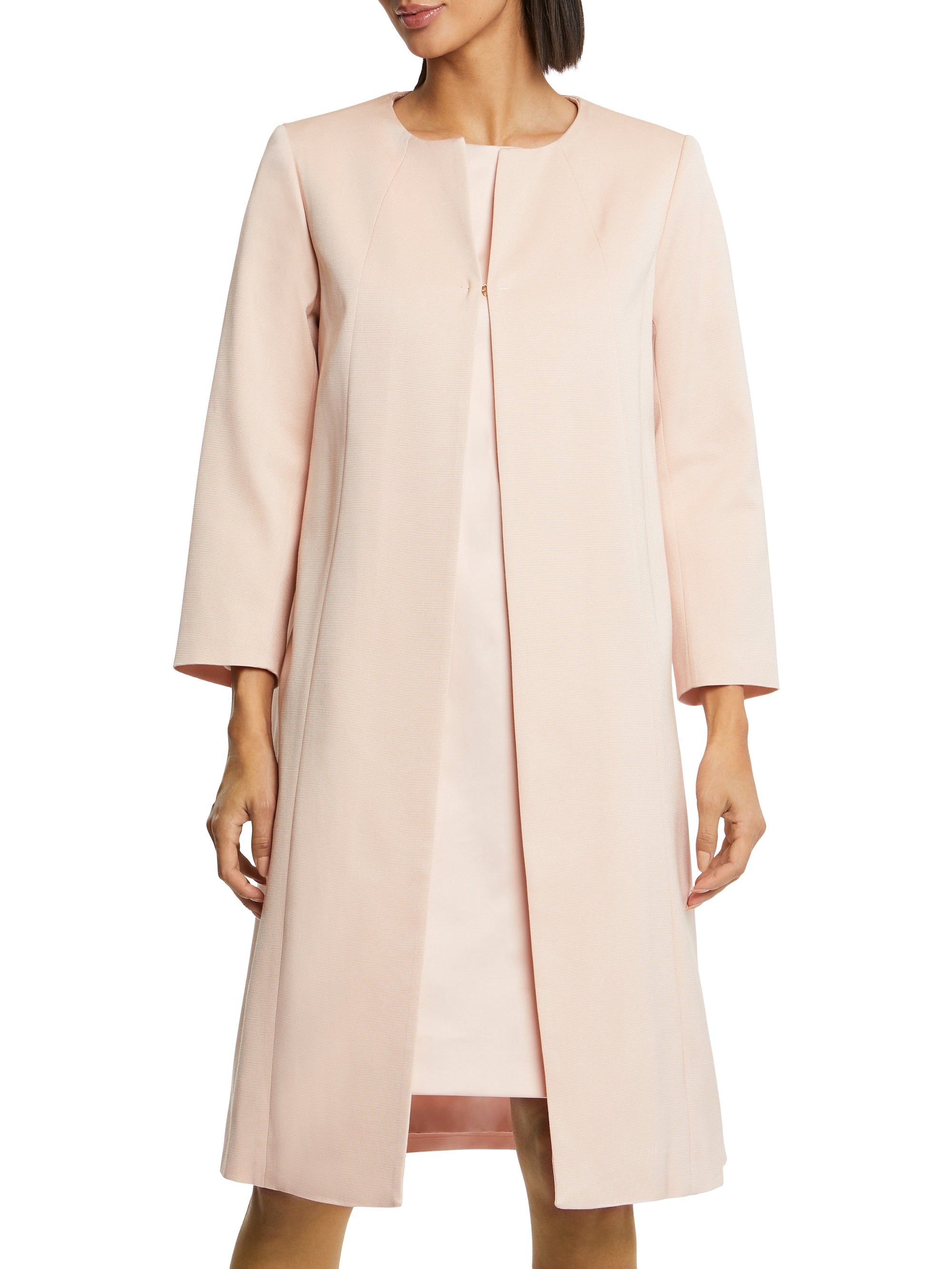 Manteau à col rond - Beige rose