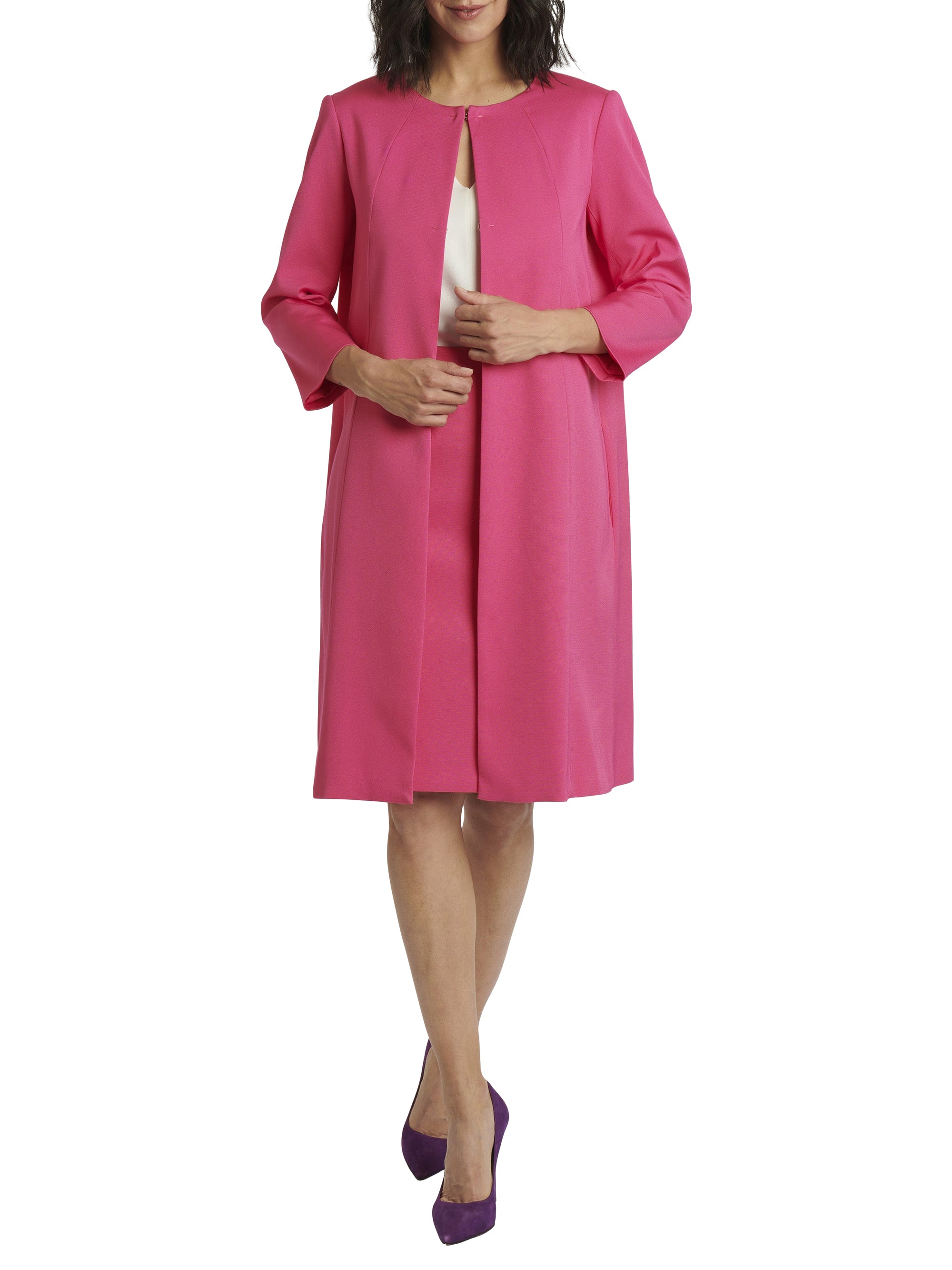 Manteau à col rond - Fuchsia