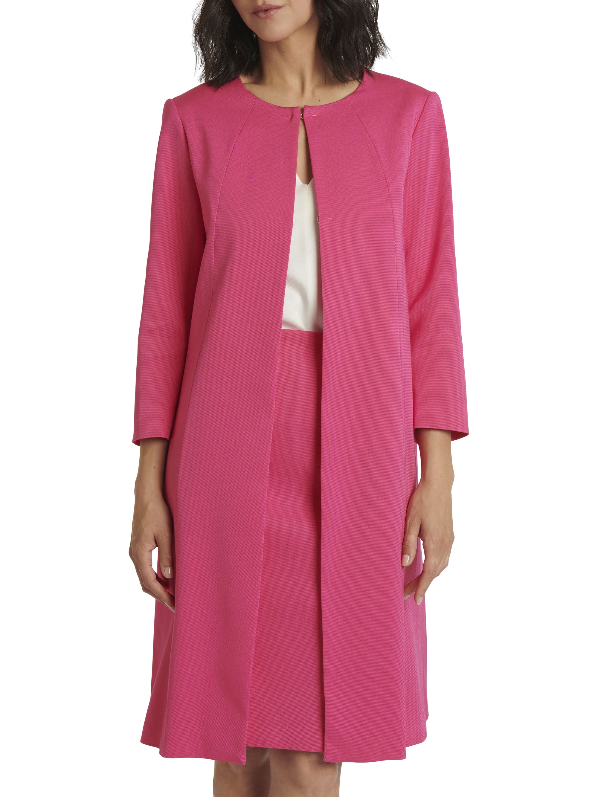 Manteau à col rond - Fuchsia
