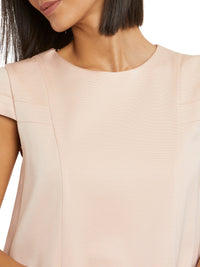 Robe droite à manches courtes - Beige rose