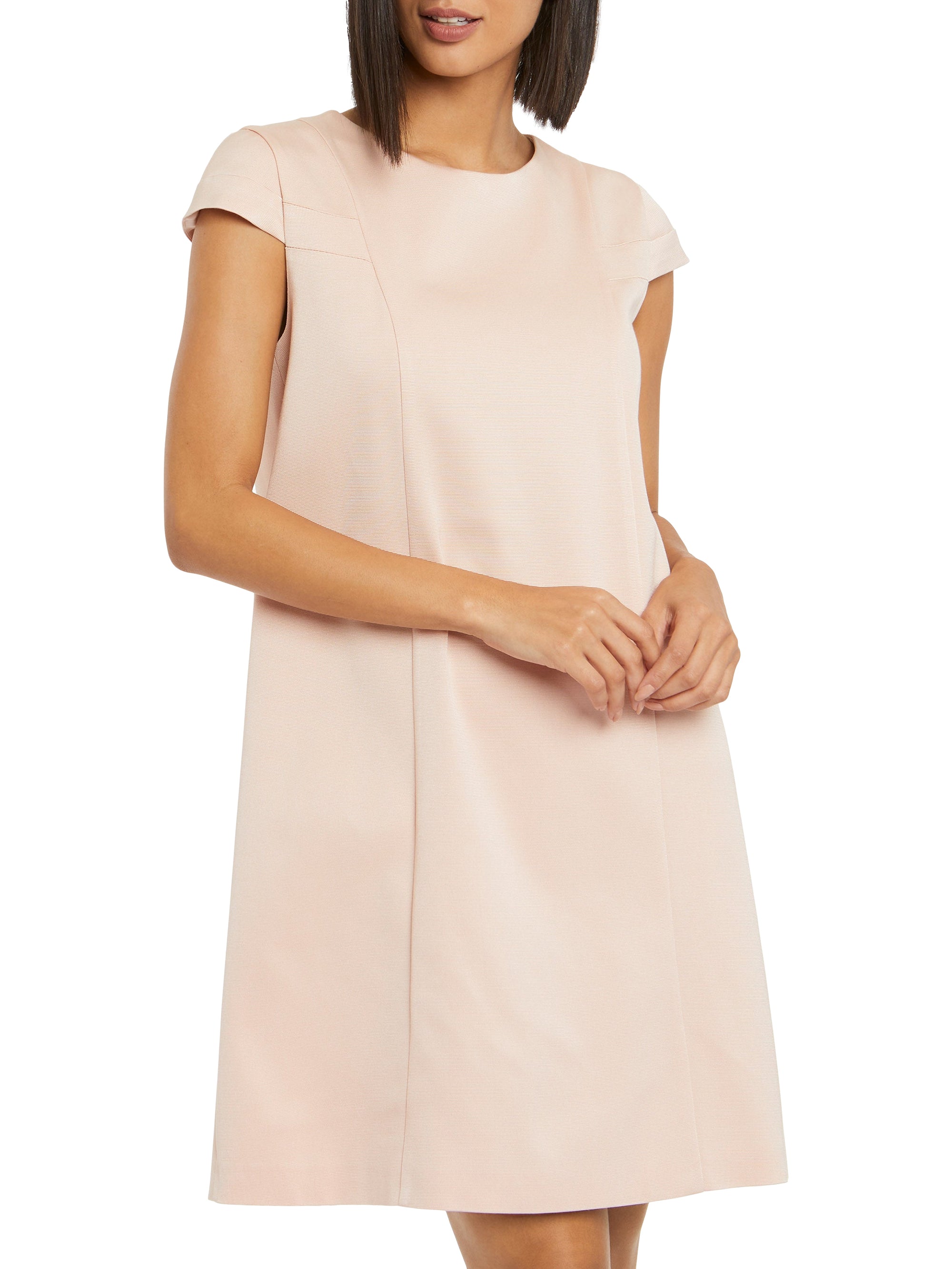Robe droite à manches courtes - Beige rose