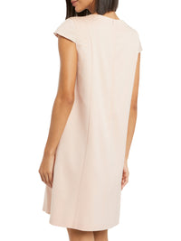 Robe droite à manches courtes - Beige rose