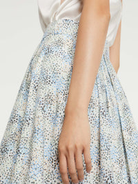 Jupe à motif fleuris - Bleu ciel