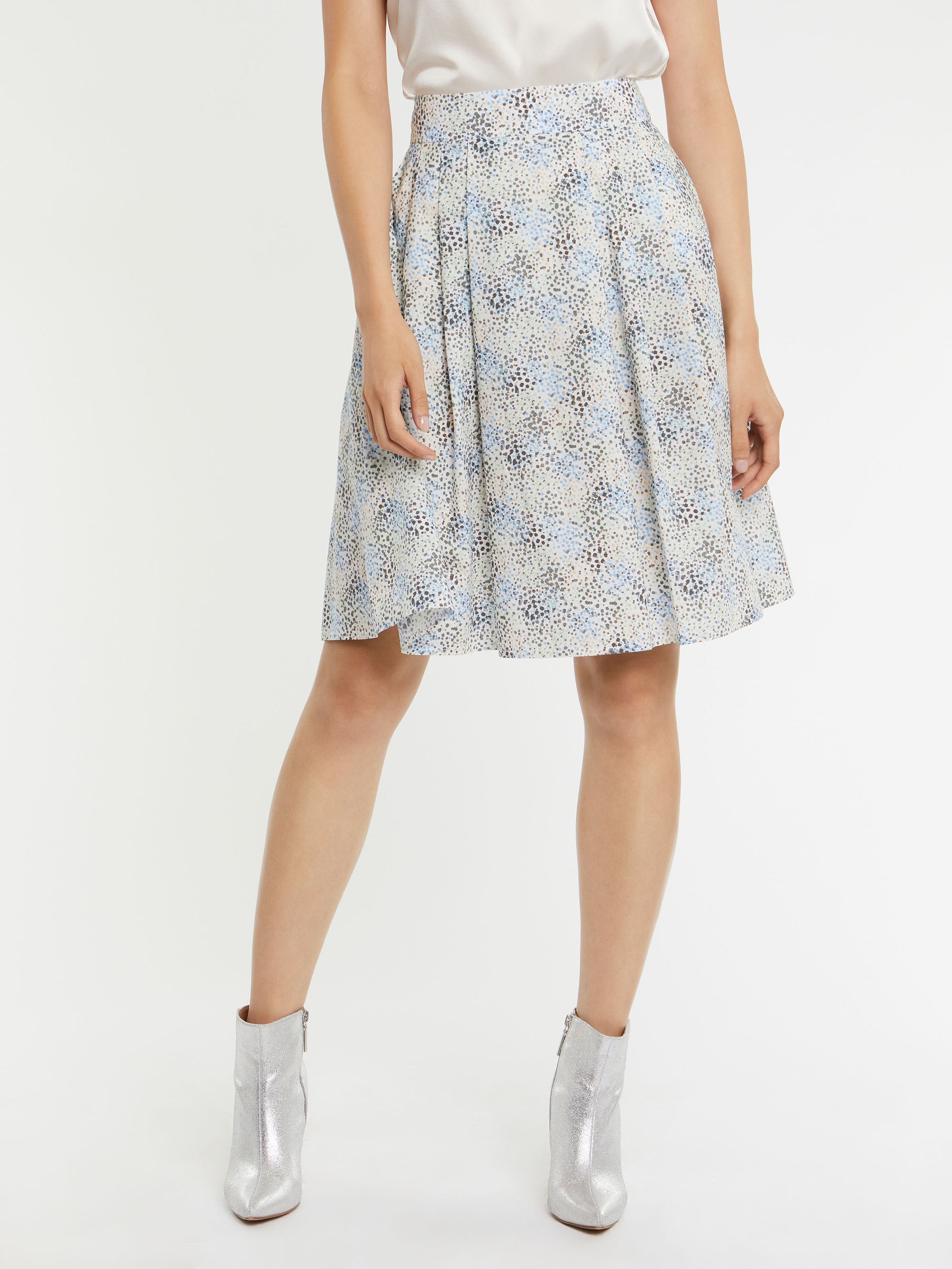 Jupe à motif fleuris - Bleu ciel