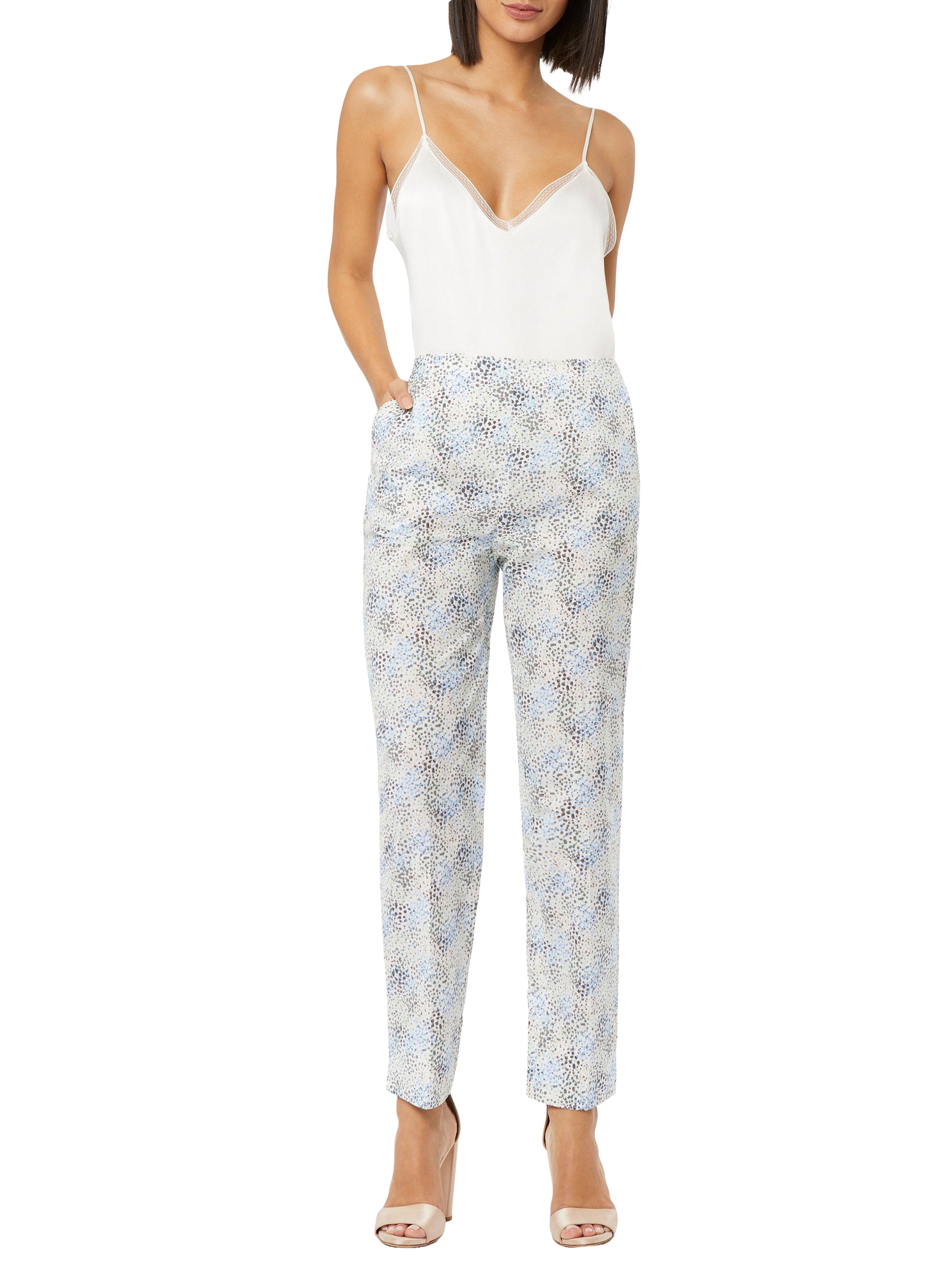Pantalon à fentes et imprimé - Bleu ciel