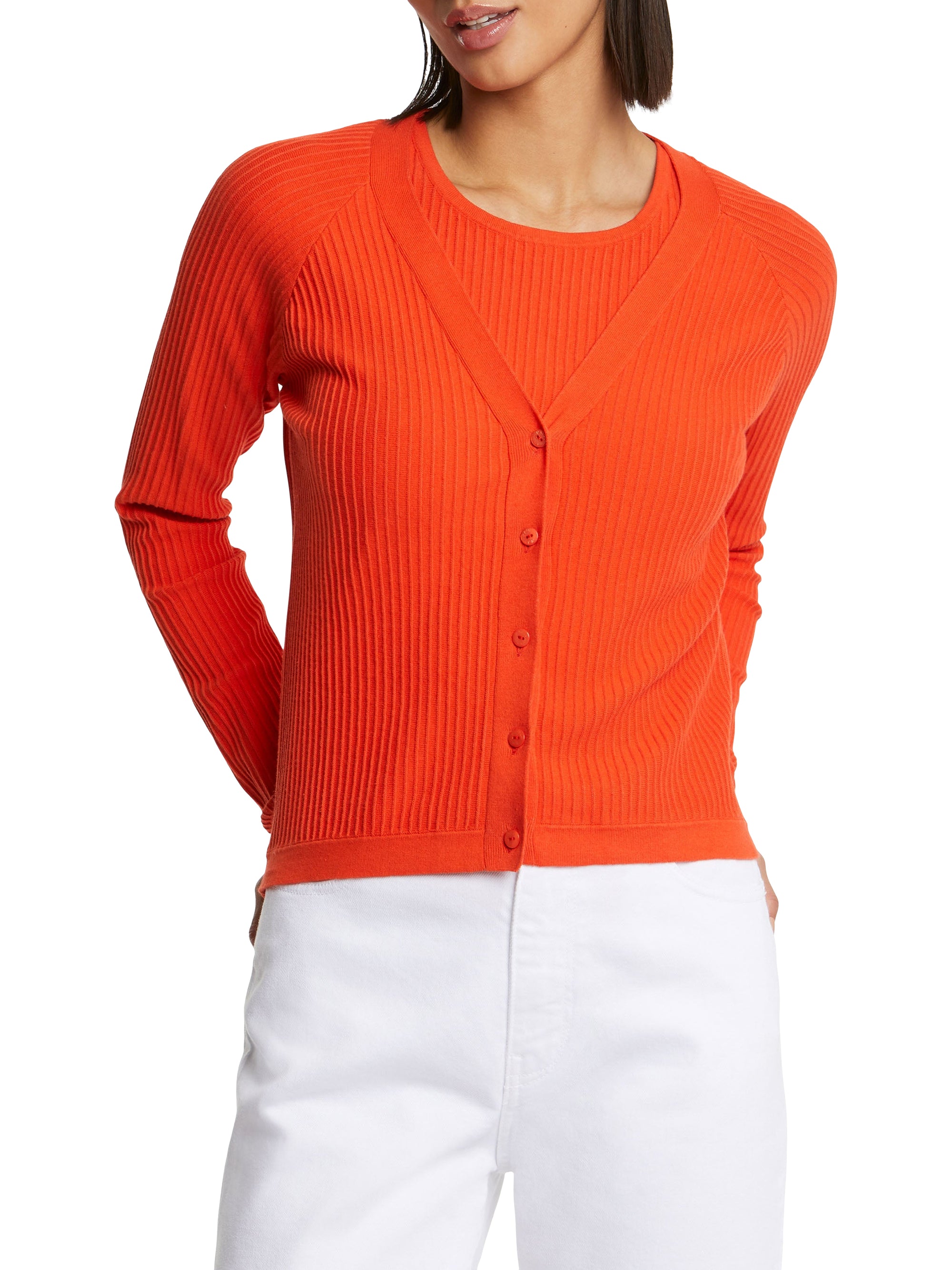 Cardigan à manches longues - Rouge orange