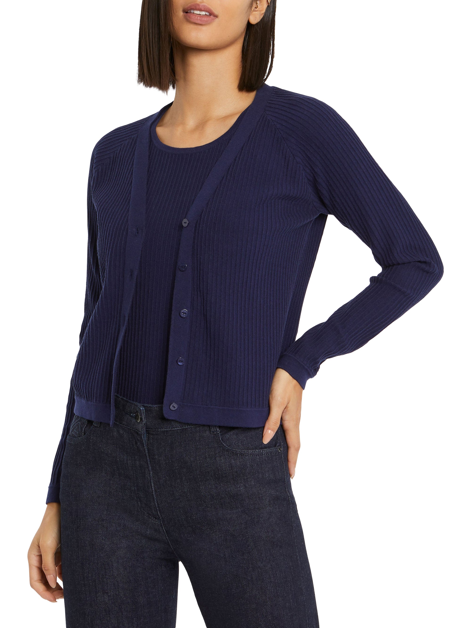 Long-sleeved cardigan - Indigo