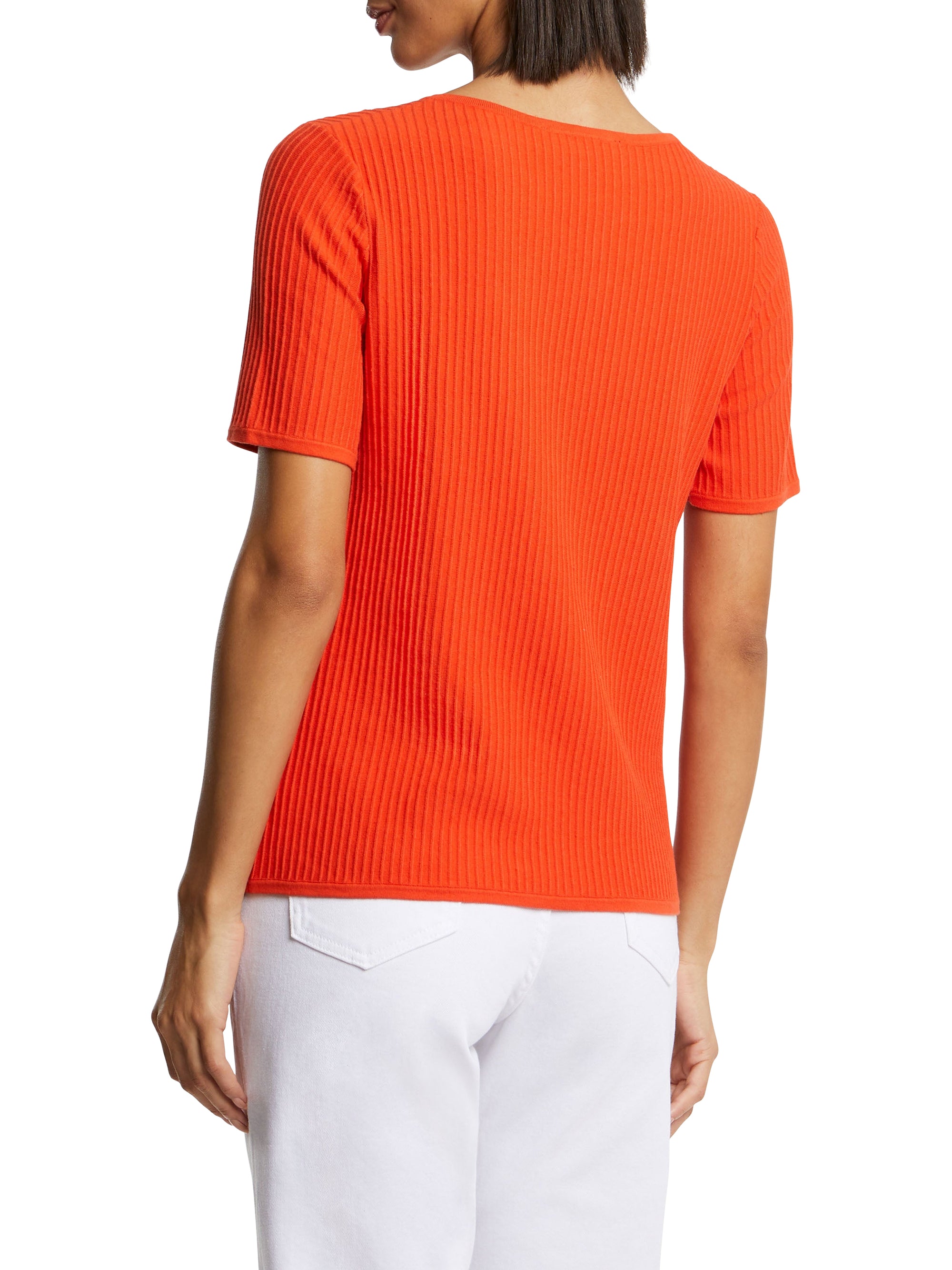 Pull à manches courtes en maille - Orange