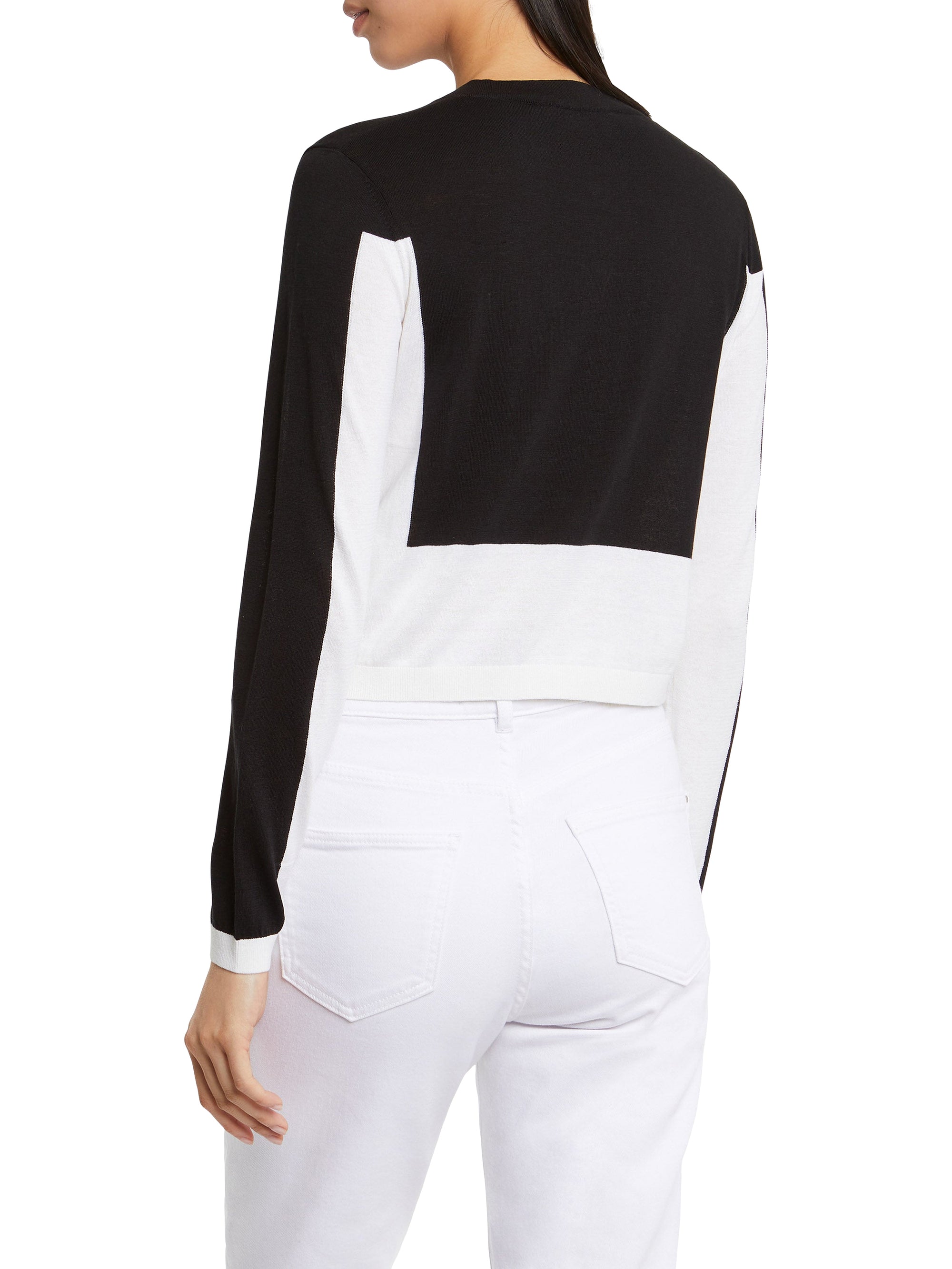 Cardigan à poches en soie - Noir & blanc cassé