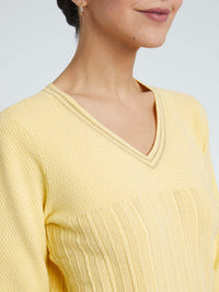 Pull rayé à manches longues - Jaune