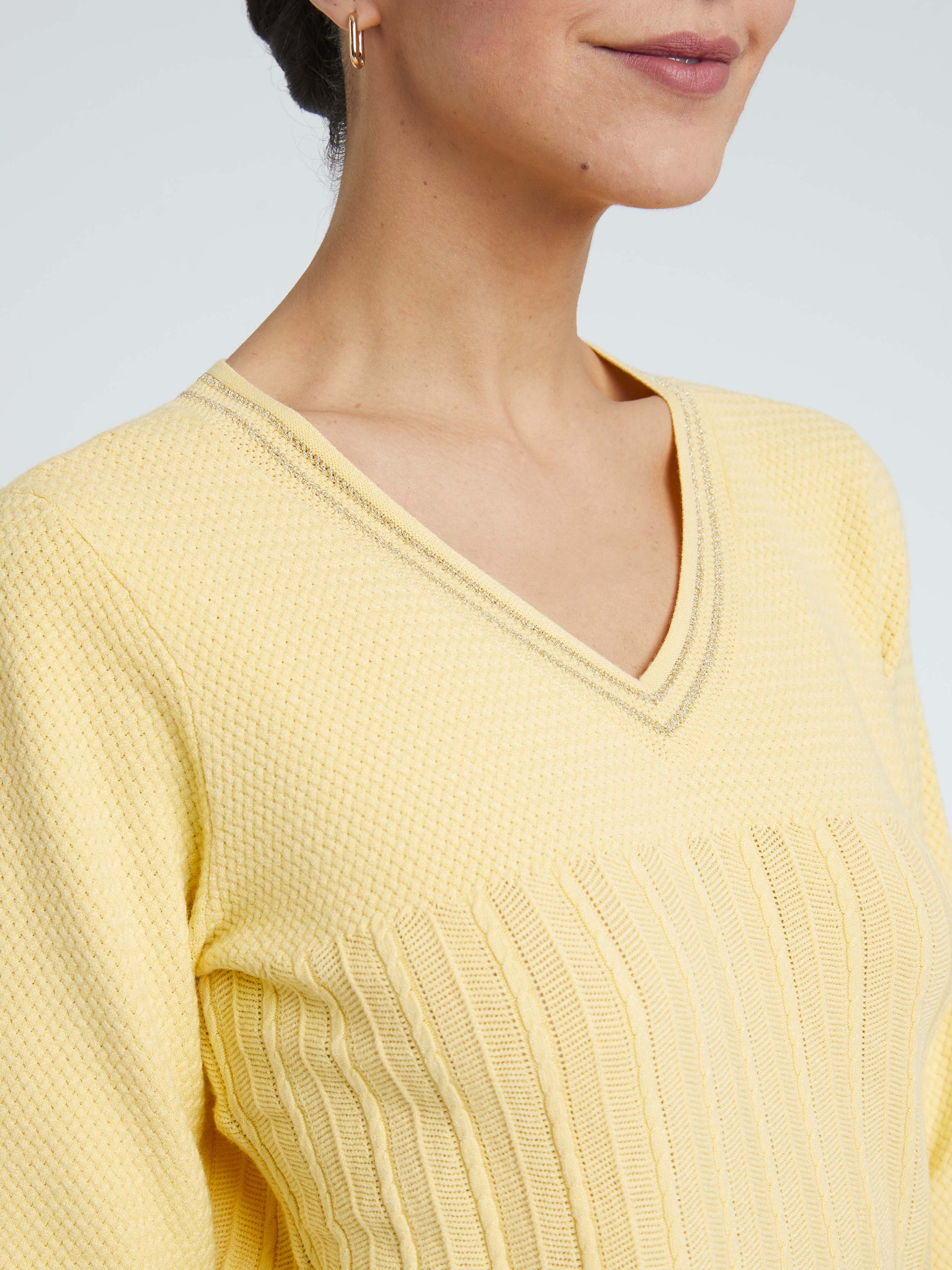 Pull rayé à manches longues - Jaune