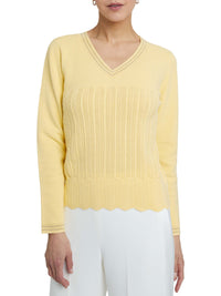 Pull rayé à manches longues - Jaune