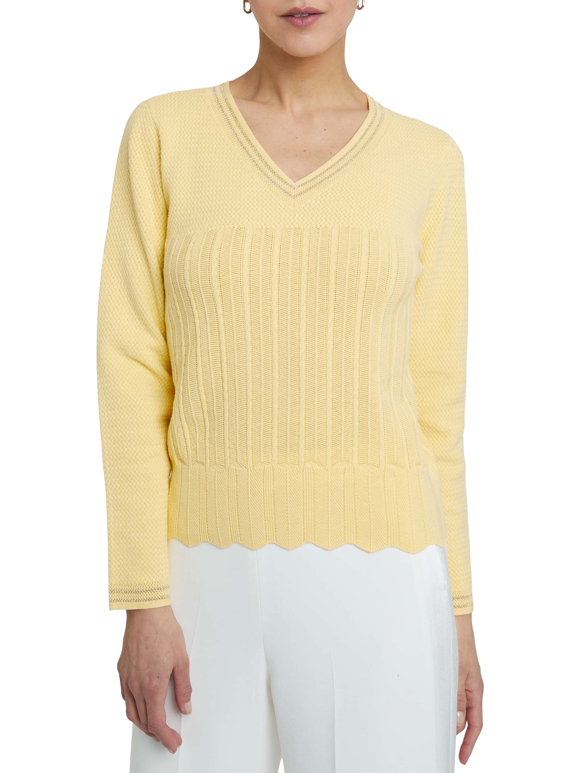 Pull rayé à manches longues - Jaune