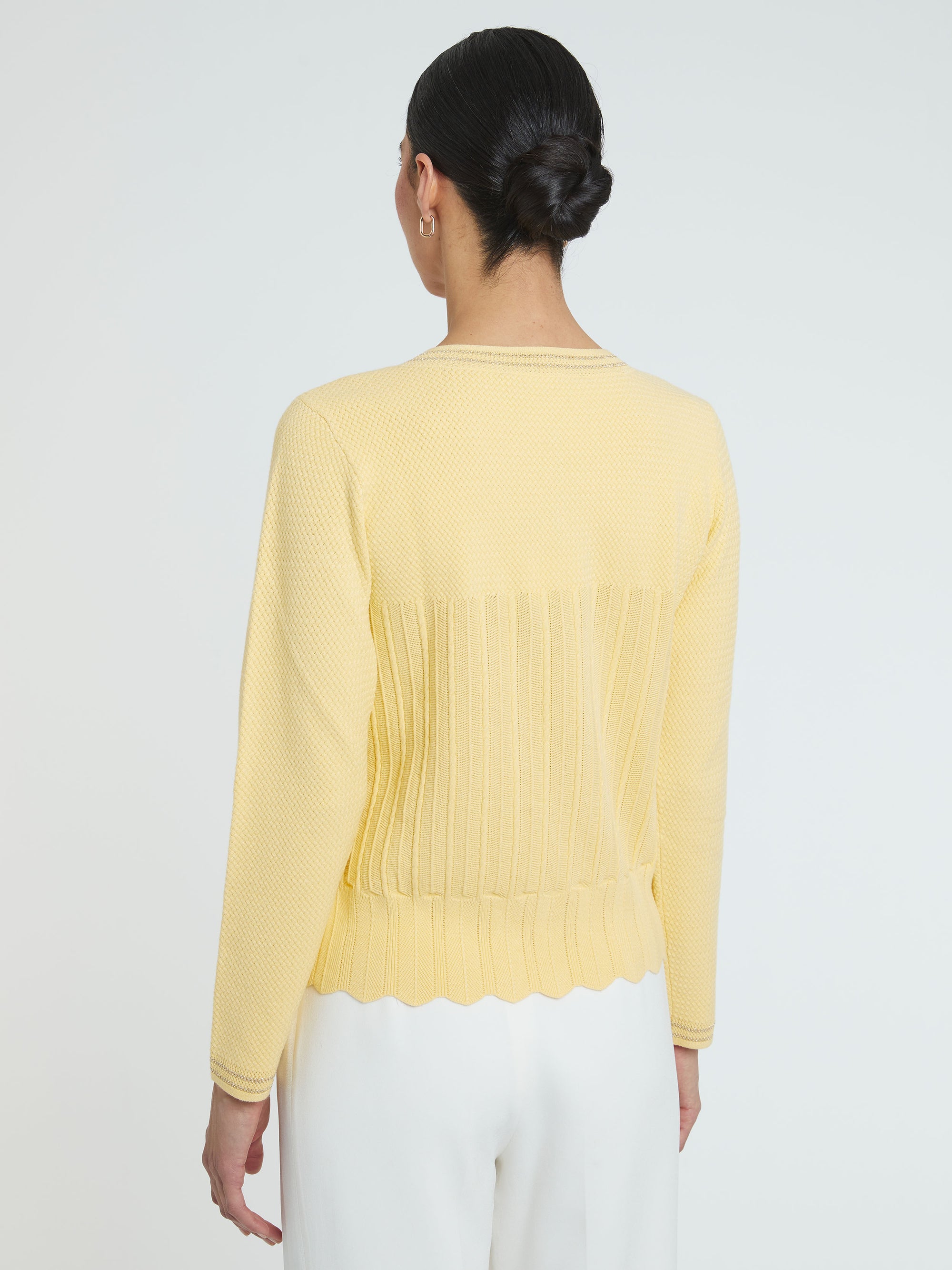 Pull rayé à manches longues - Jaune