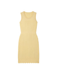 Sleeveless crochet dress - Straw