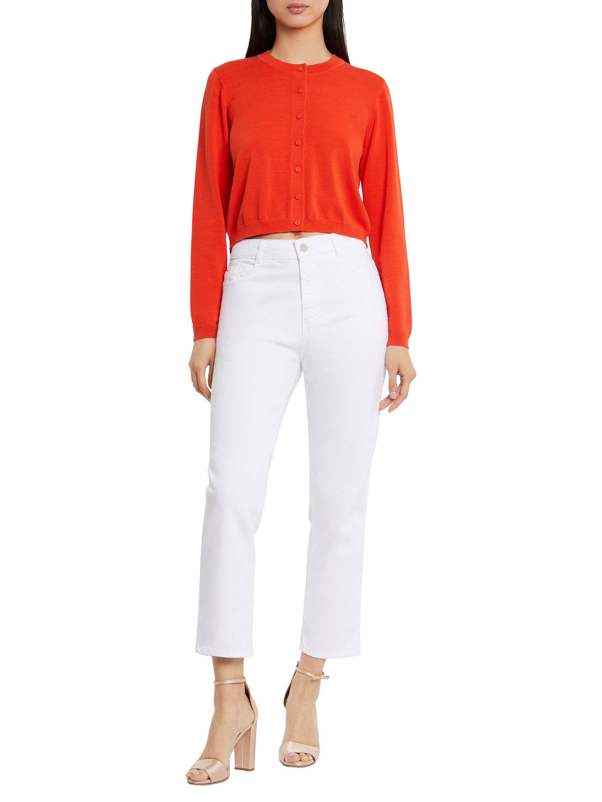 Long-sleeved cardigan - Orange red