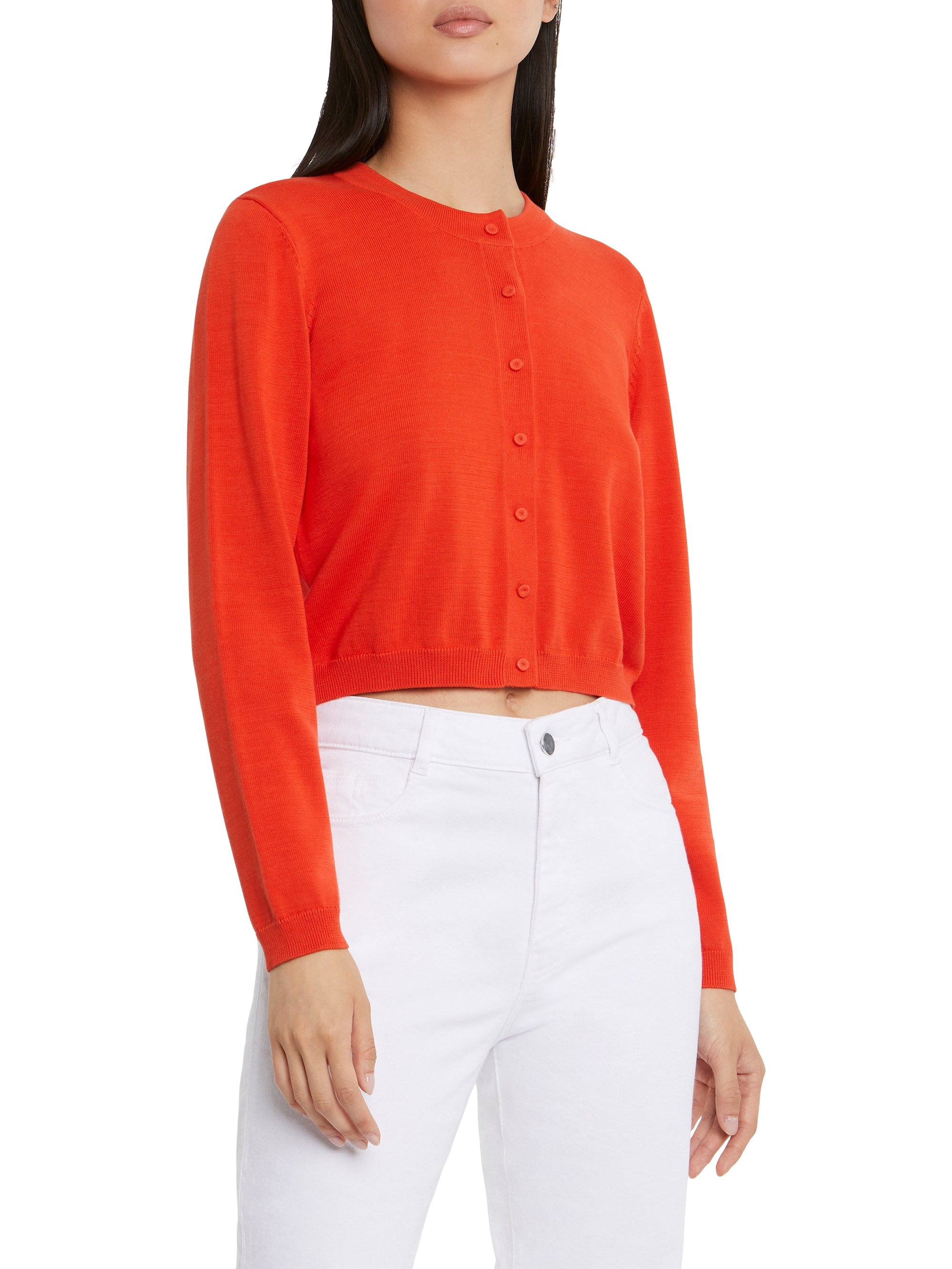 Long-sleeved cardigan - Orange red