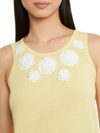 Embroidered floral tank top - Yellow