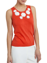 Embroidered floral tank top - Red orange