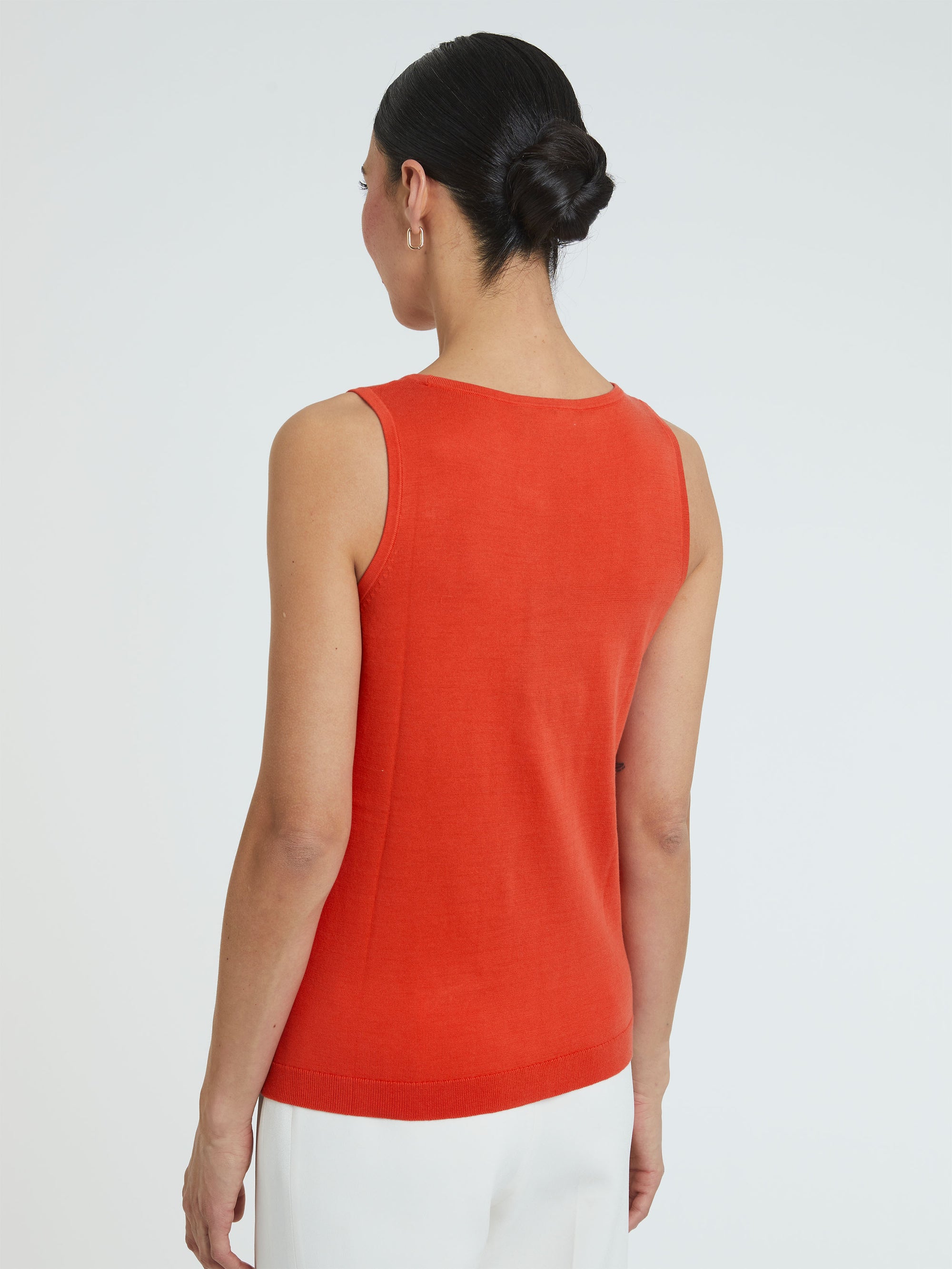 Embroidered floral tank top - Red orange