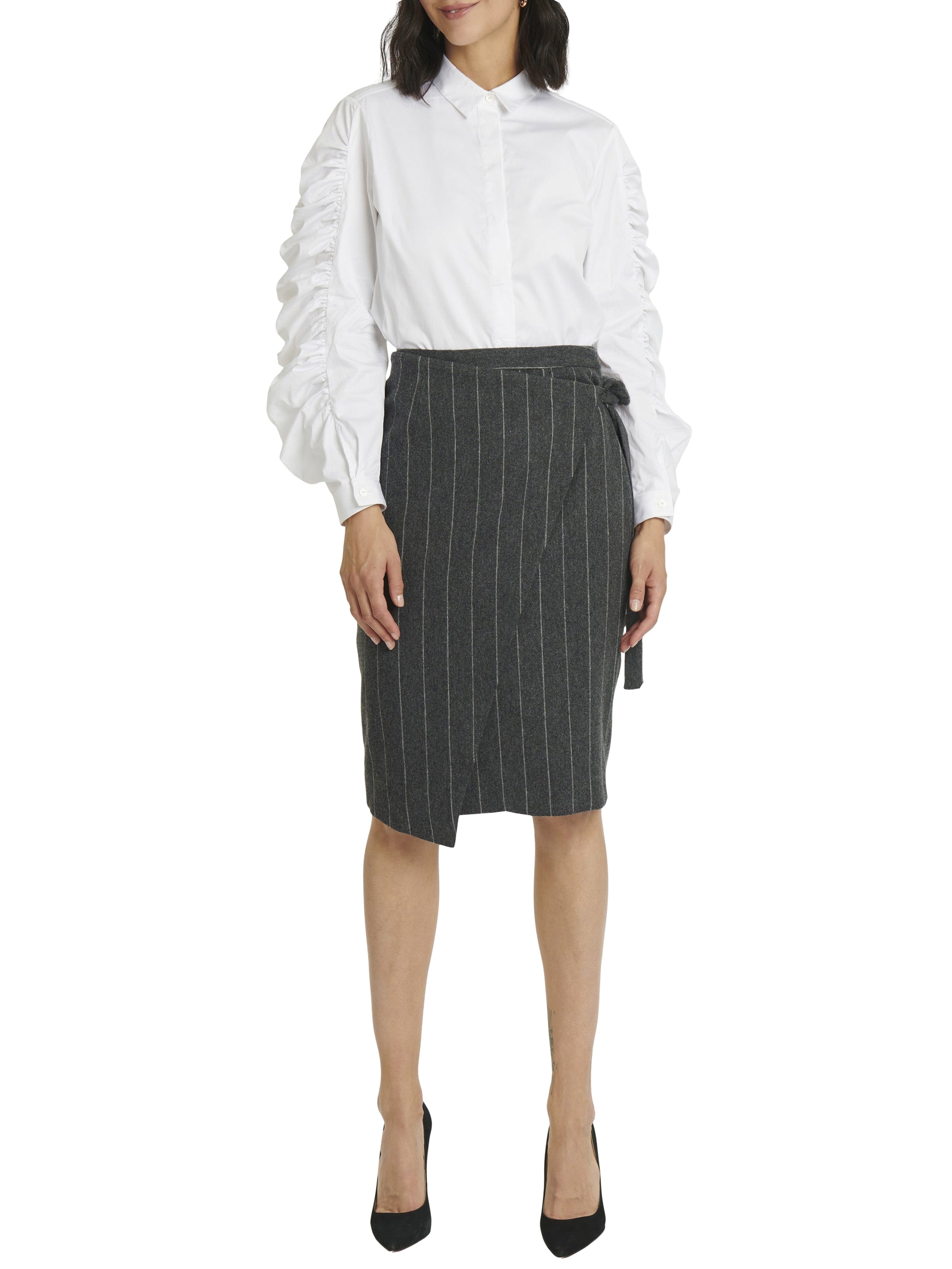 Buttoned skirt in wool - Anthracite