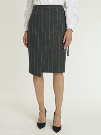 Buttoned skirt in wool - Anthracite
