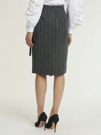 Buttoned skirt in wool - Anthracite
