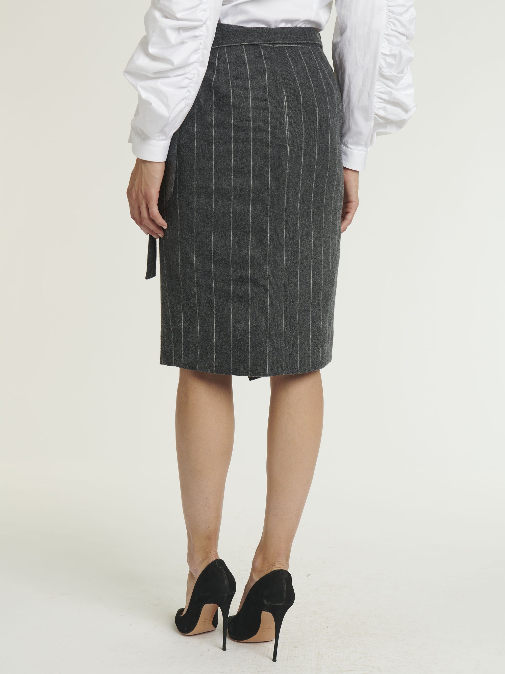 Buttoned skirt in wool - Anthracite
