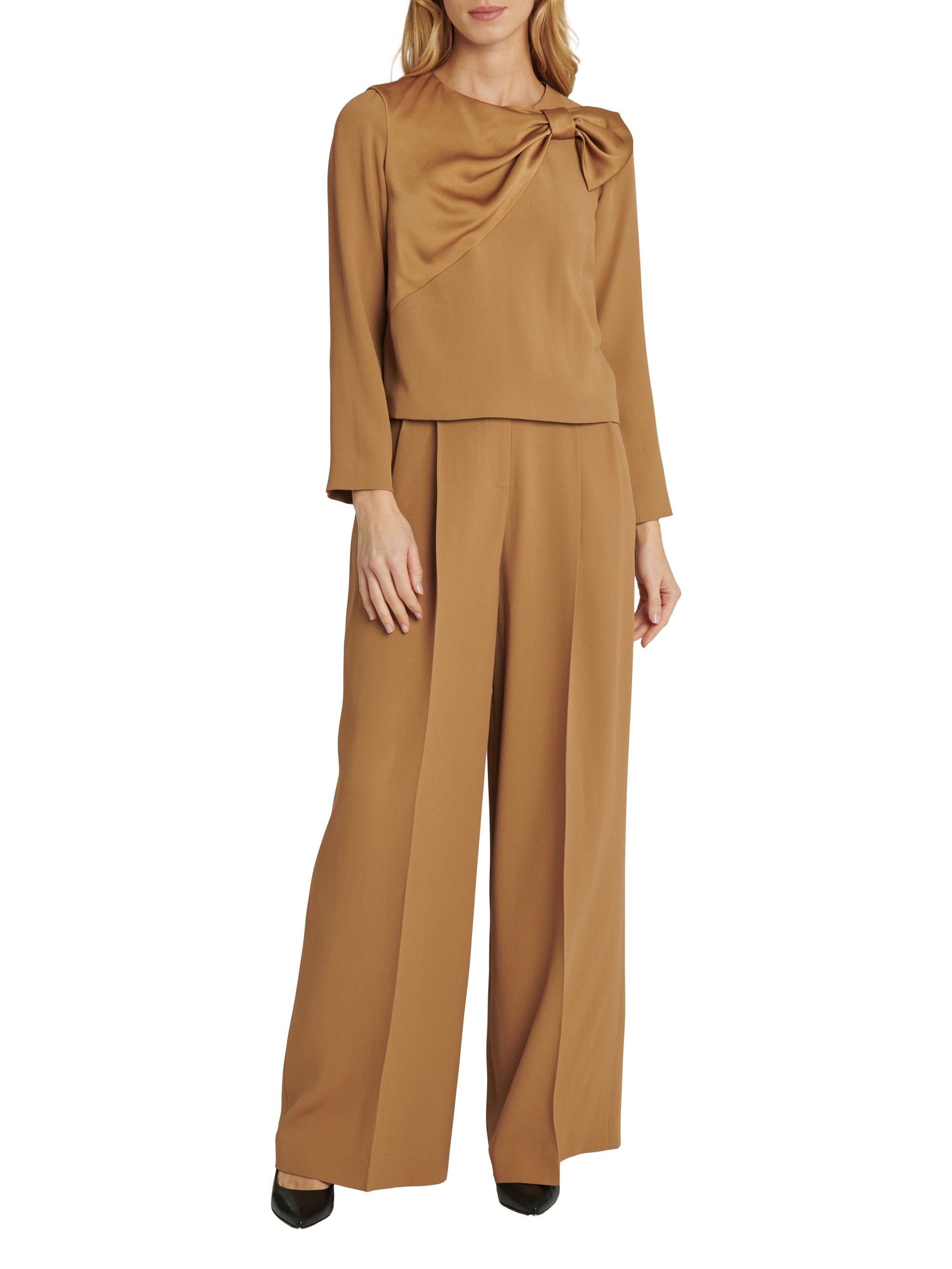 Long-sleeved blouse - Camel