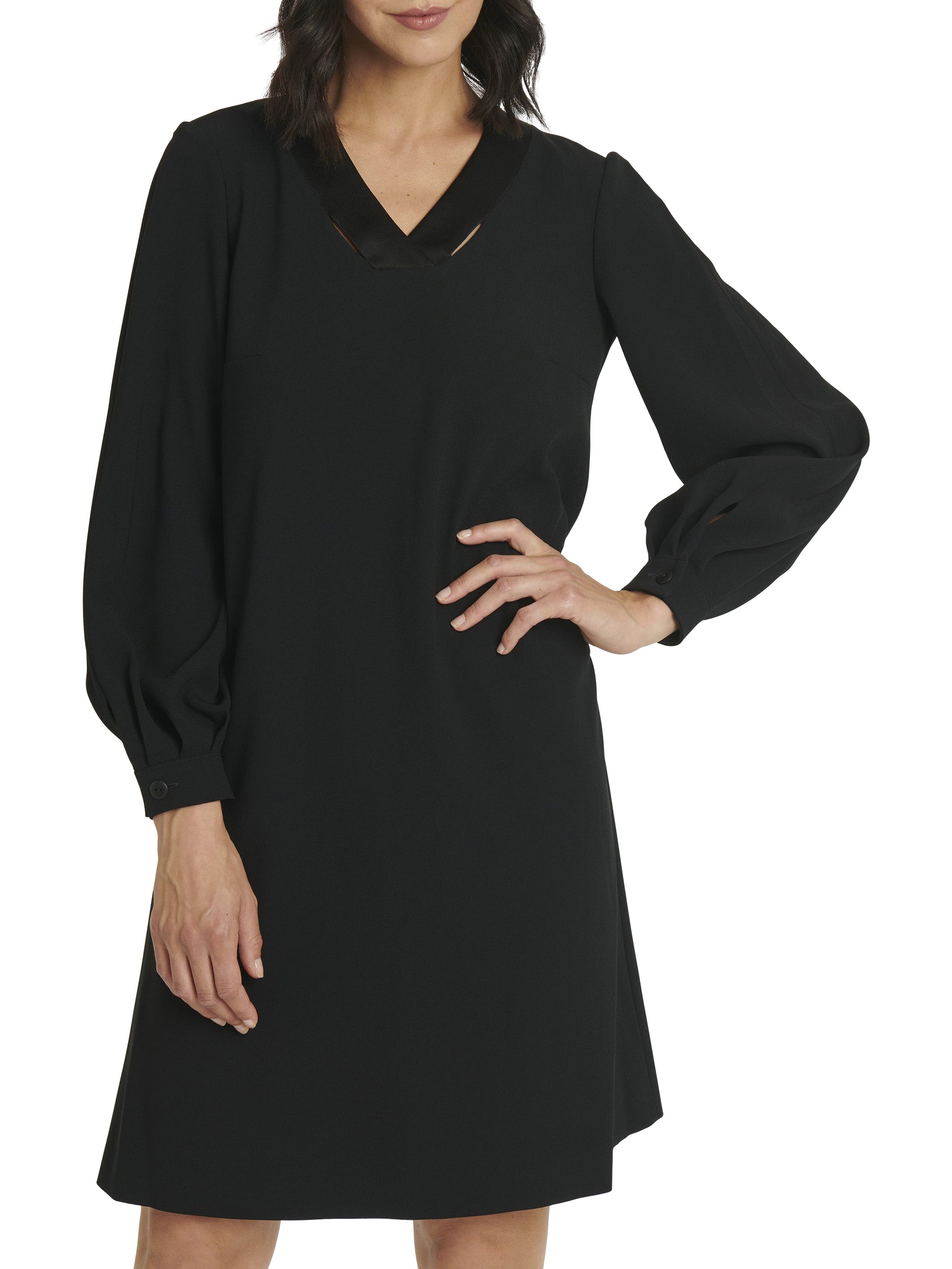Dress with removable scarf - Black