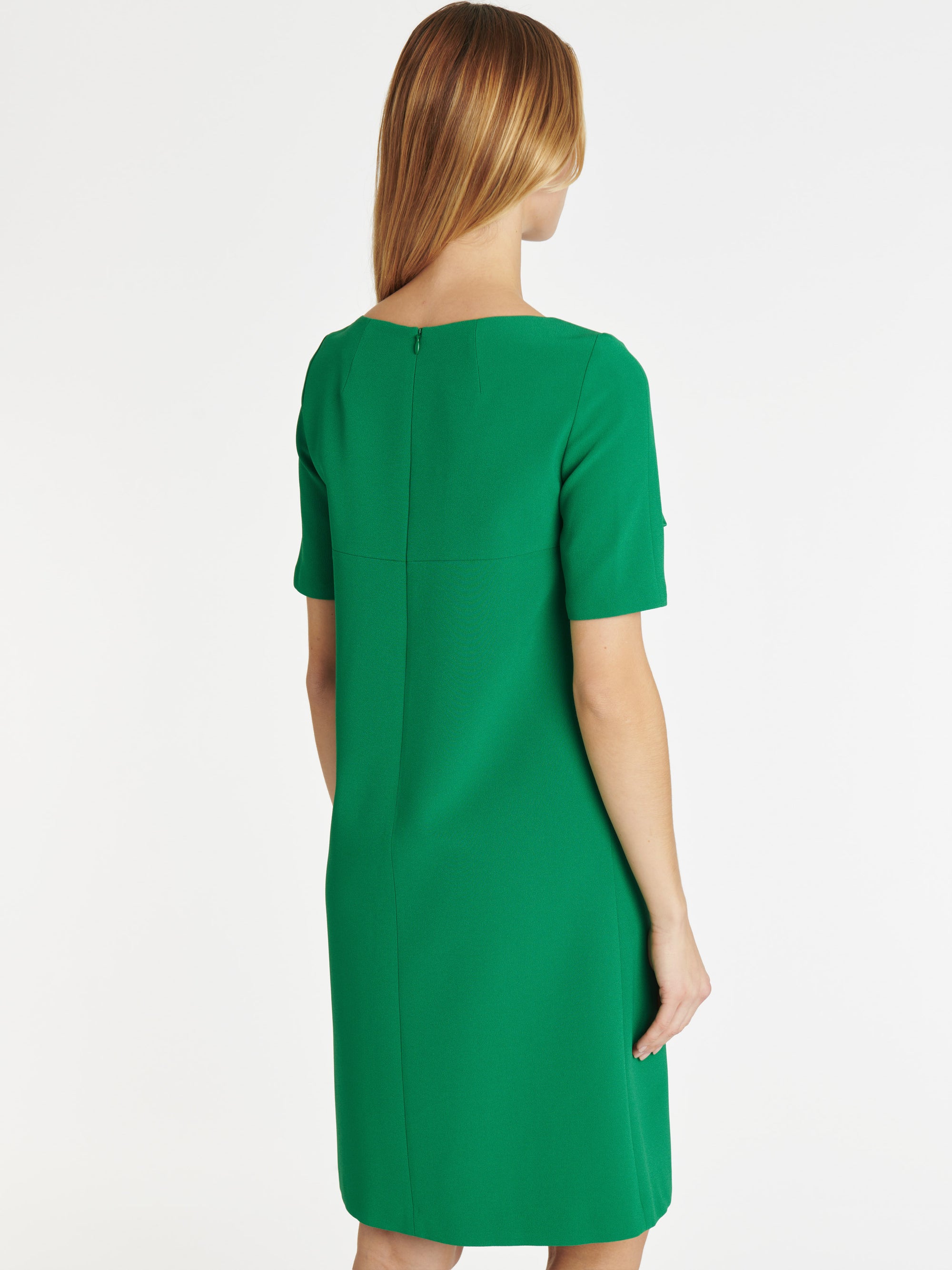 Short-sleeved trapeze dress - Emerald green