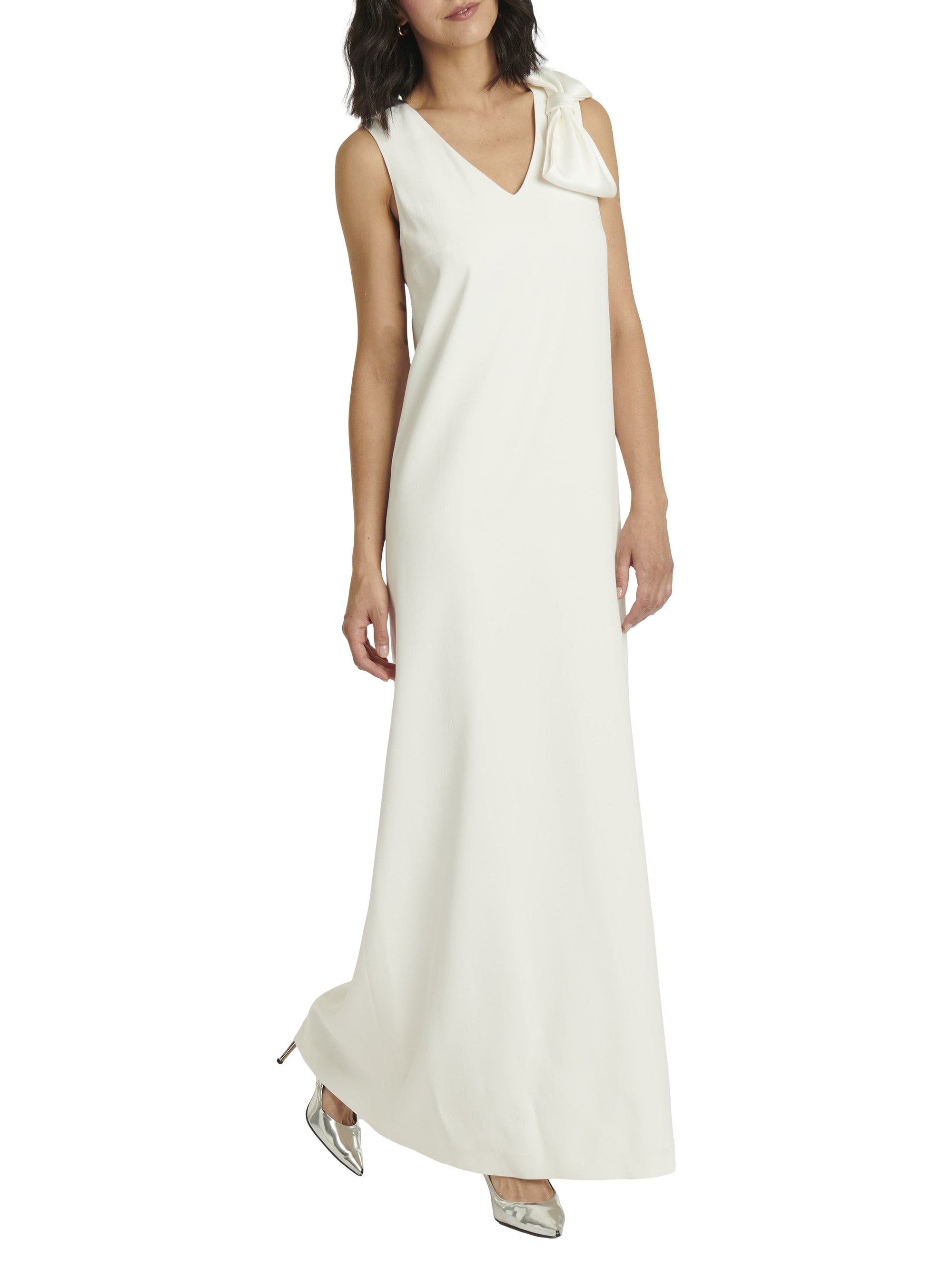 Bow long dress - Off-white