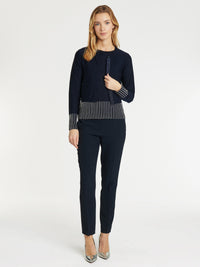 MARINE / BLANC CASSE CARDIGAN
