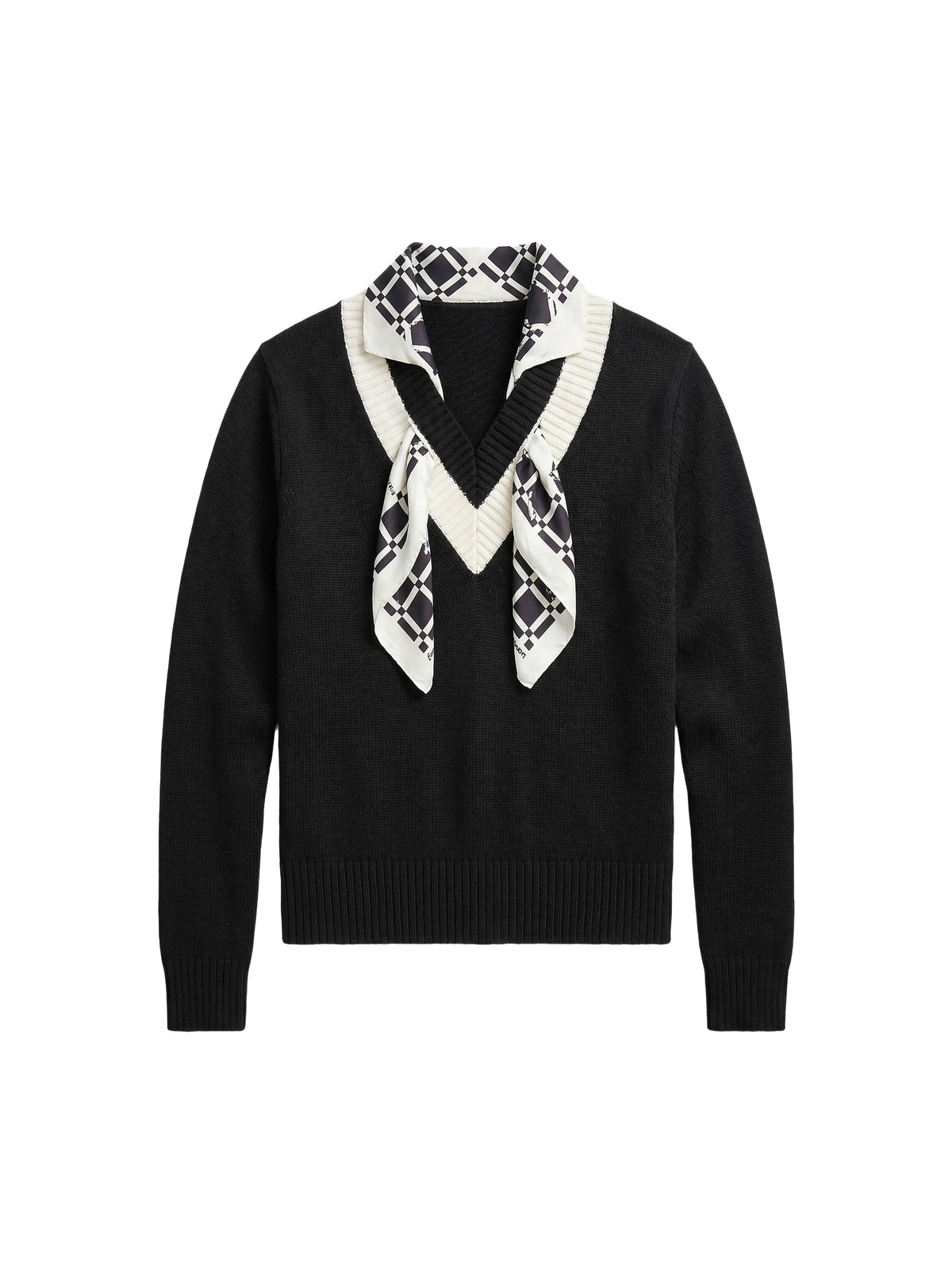 NOIR / BLANC CASSE PULL FOULARD