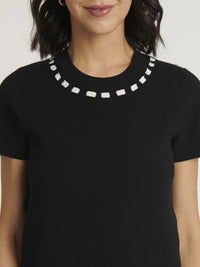 NOIR / BLANC CASSE PULL MC