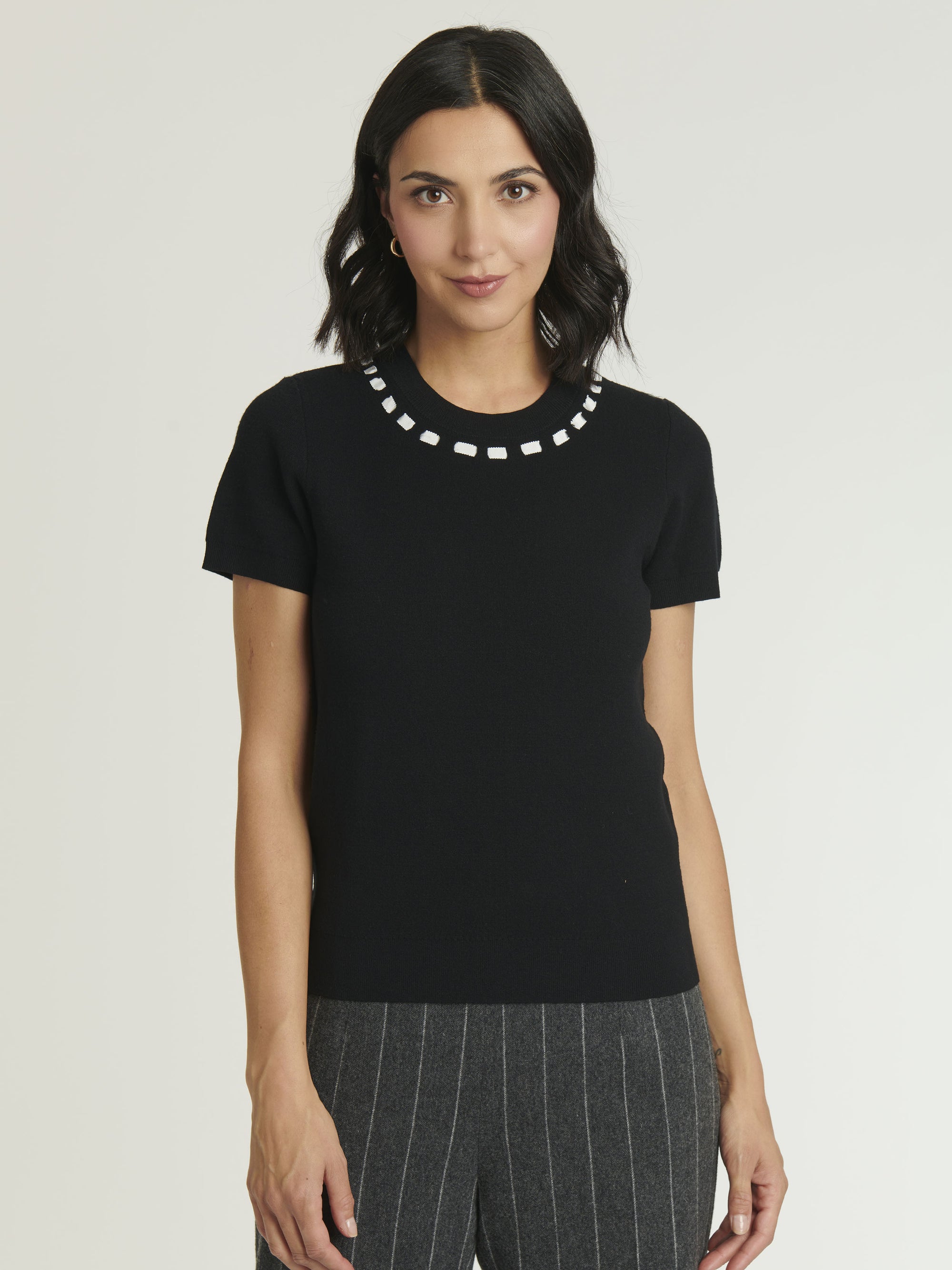 NOIR / BLANC CASSE PULL MC