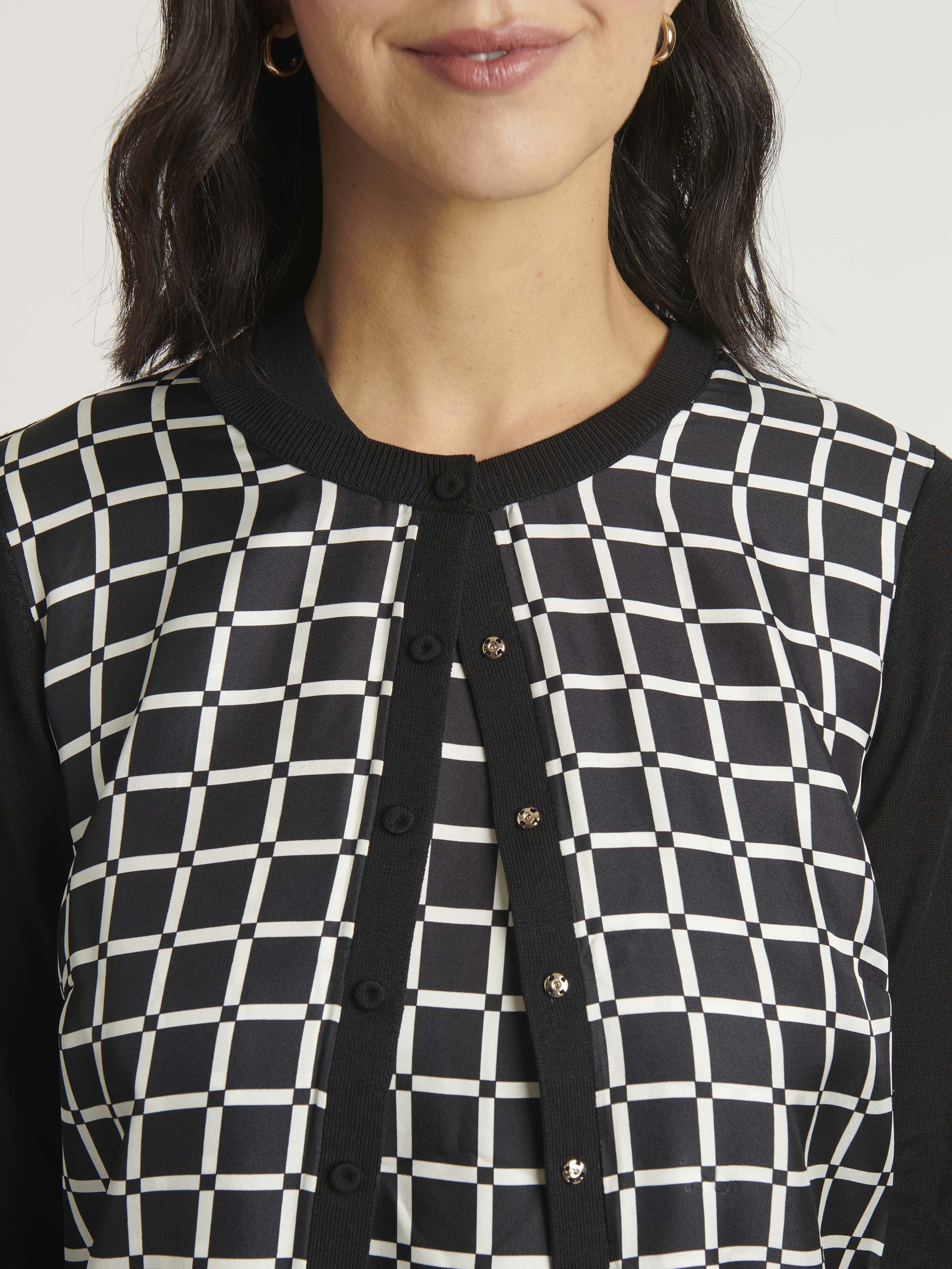 NOIR / BLANC CASSE CARDIGAN