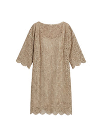 Straight-cut openwork crochet dress - Platinum