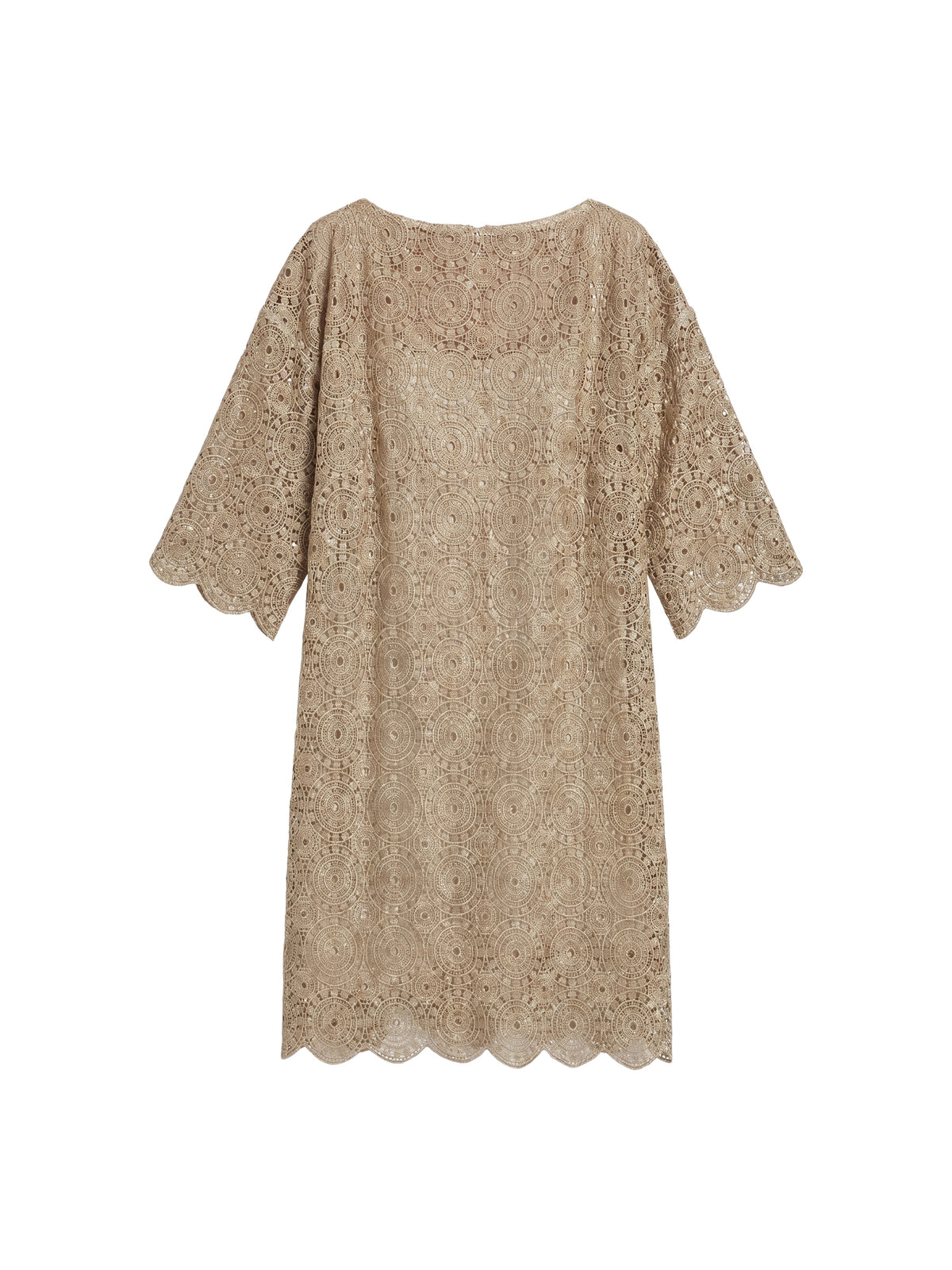 Straight-cut openwork crochet dress - Platinum